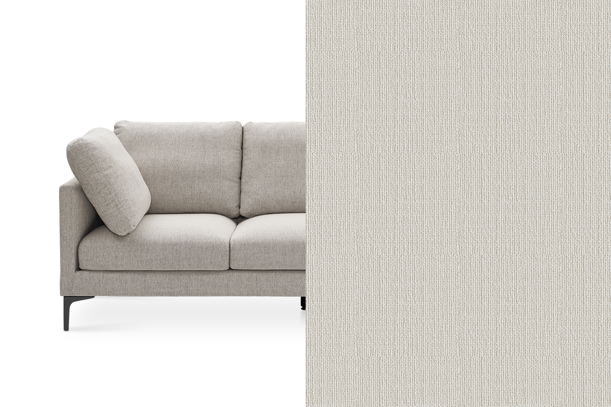 Adams Chaise Sectional Sofa Left Facing Customized, Performance Brilliant White (Black Leg)