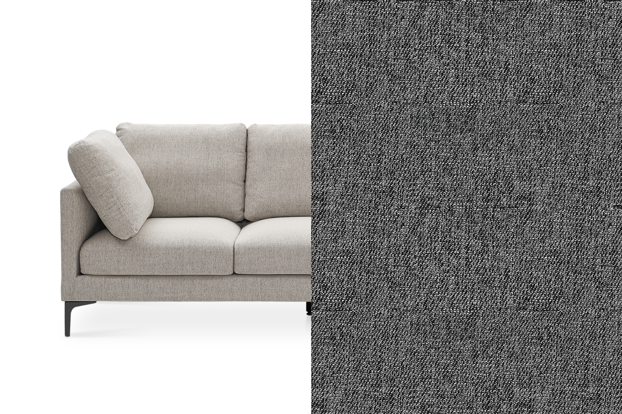 Adams L-Shape Sectional Sofa Customized, Charcoal Grey (Black Leg)