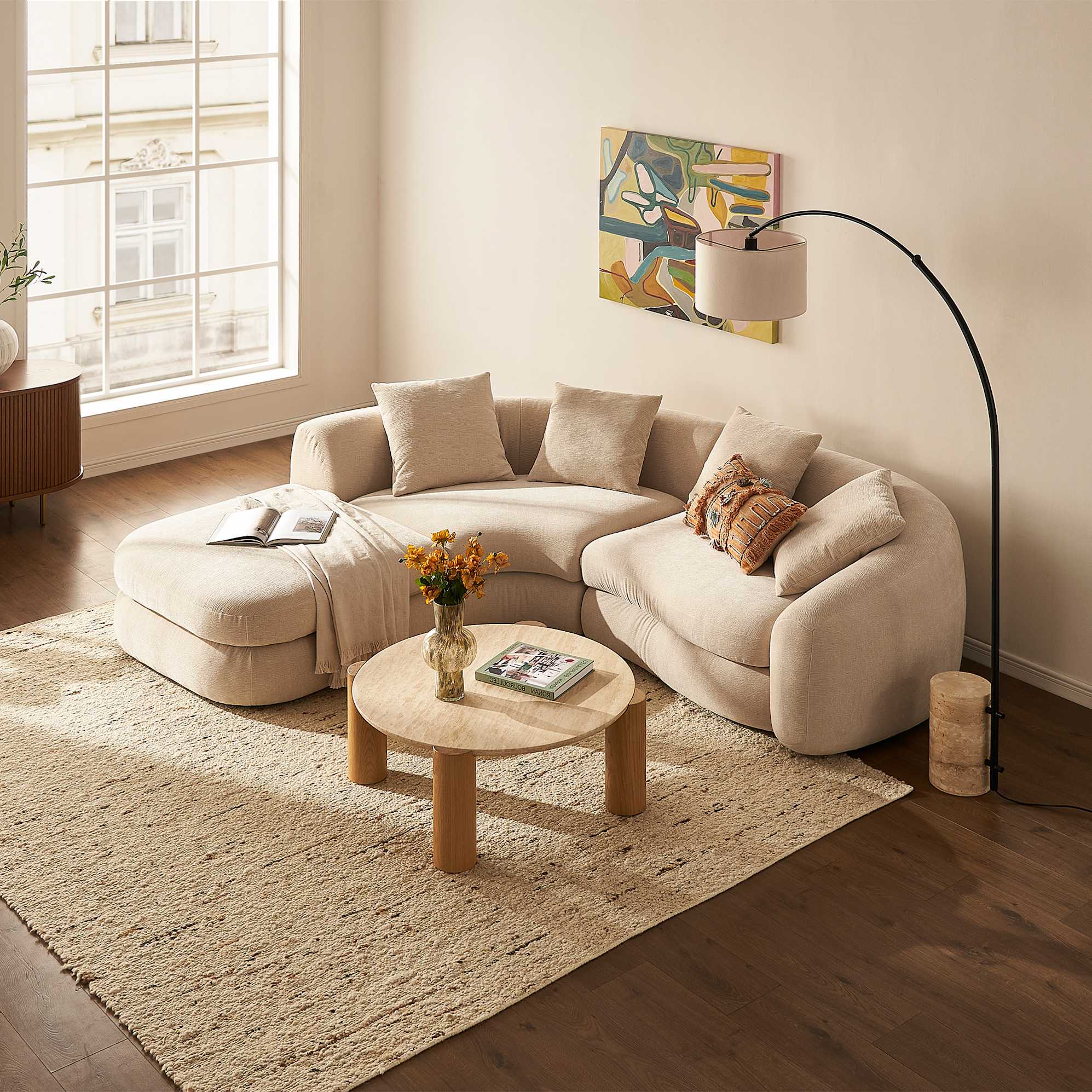 Fable Single Arm Sectional Sofa Left Facing, (Vermont) Performance Oyster lifestyle