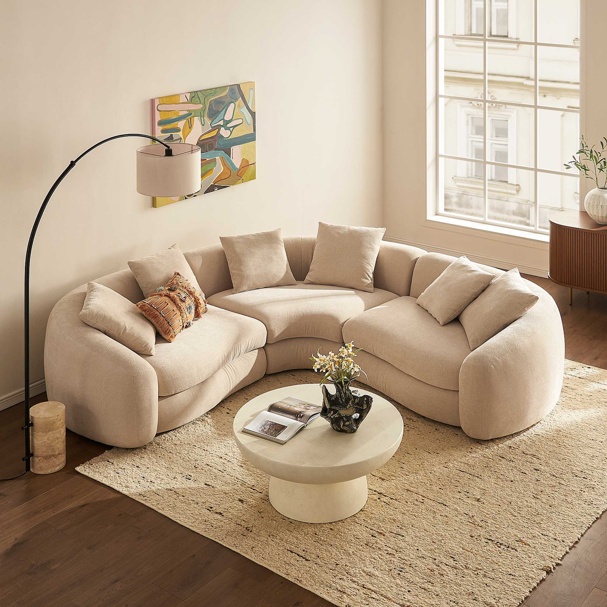 Fable Sectional Sofa, (Vermont) Performance Oyster lifestyle