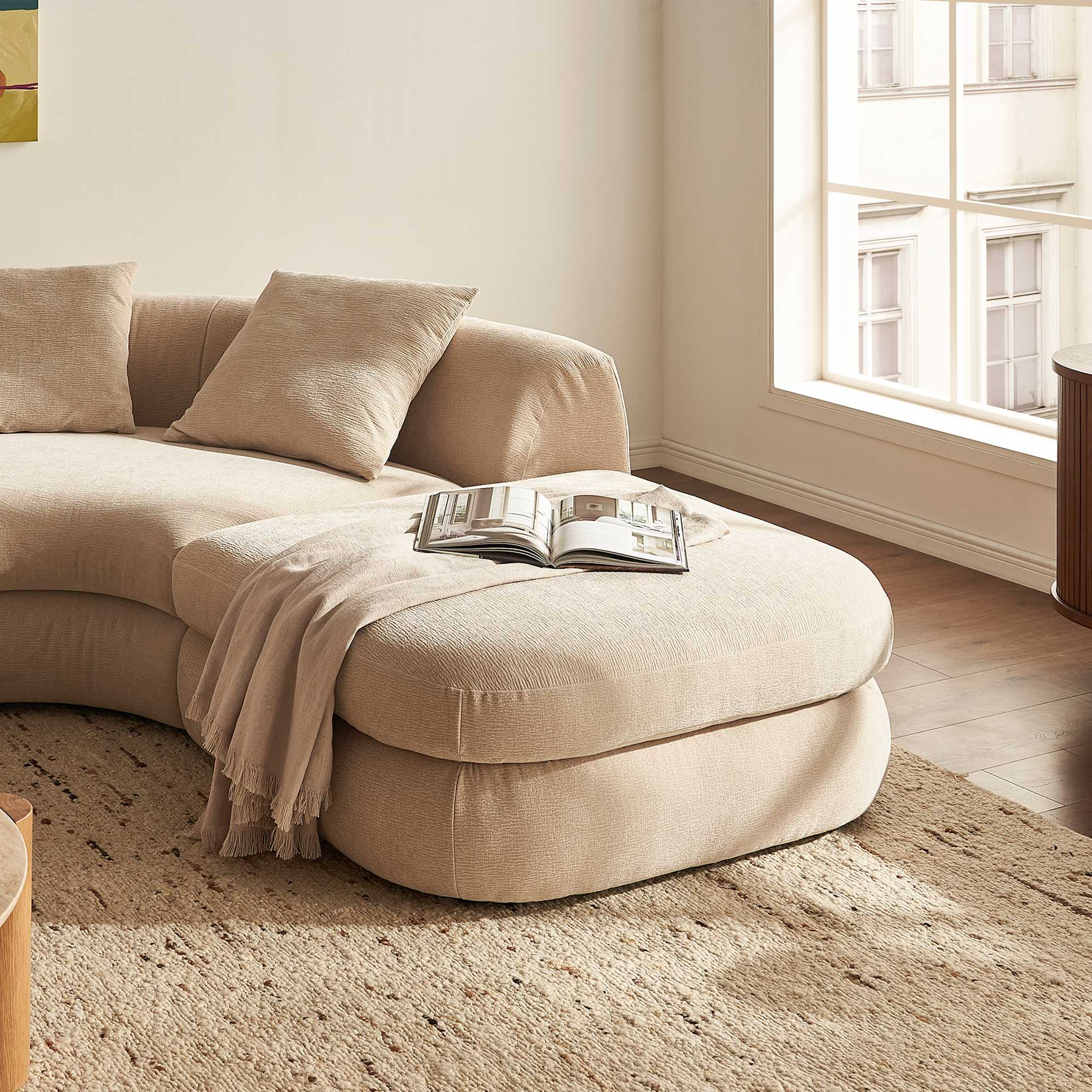 Fable Side Ottoman, (Vermont) Performance Oyster lifestyle