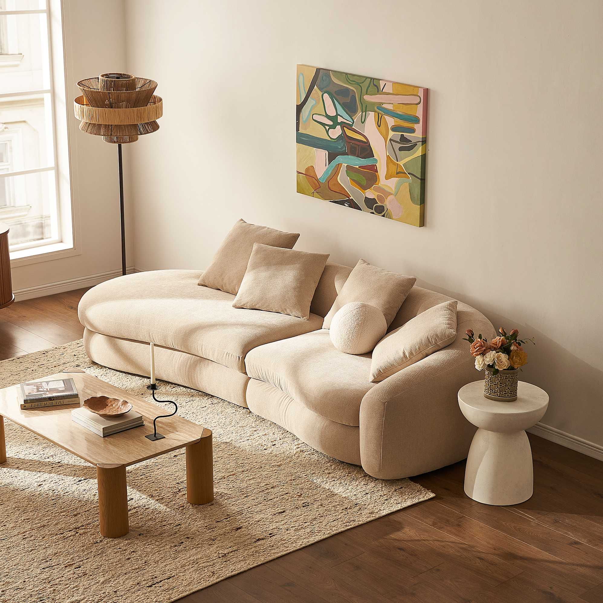 Fable Side Chaise Sofa Left Facing, (Vermont) Performance Oyster lifestyle
