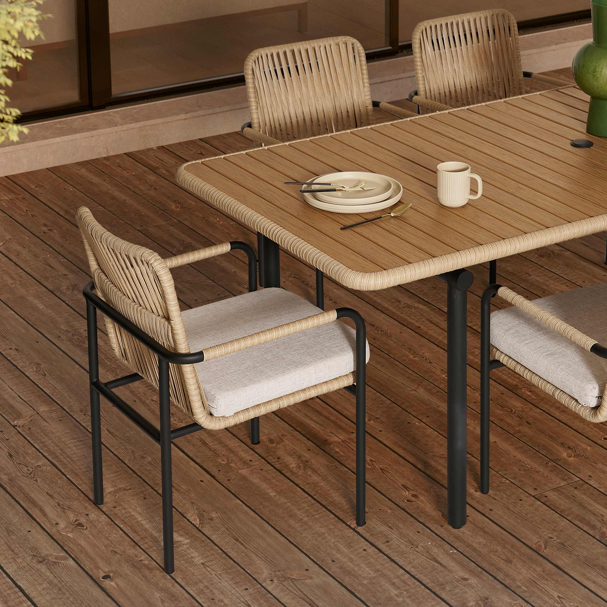 Sierra Outdoor Dining Table with 6 Chairs 3