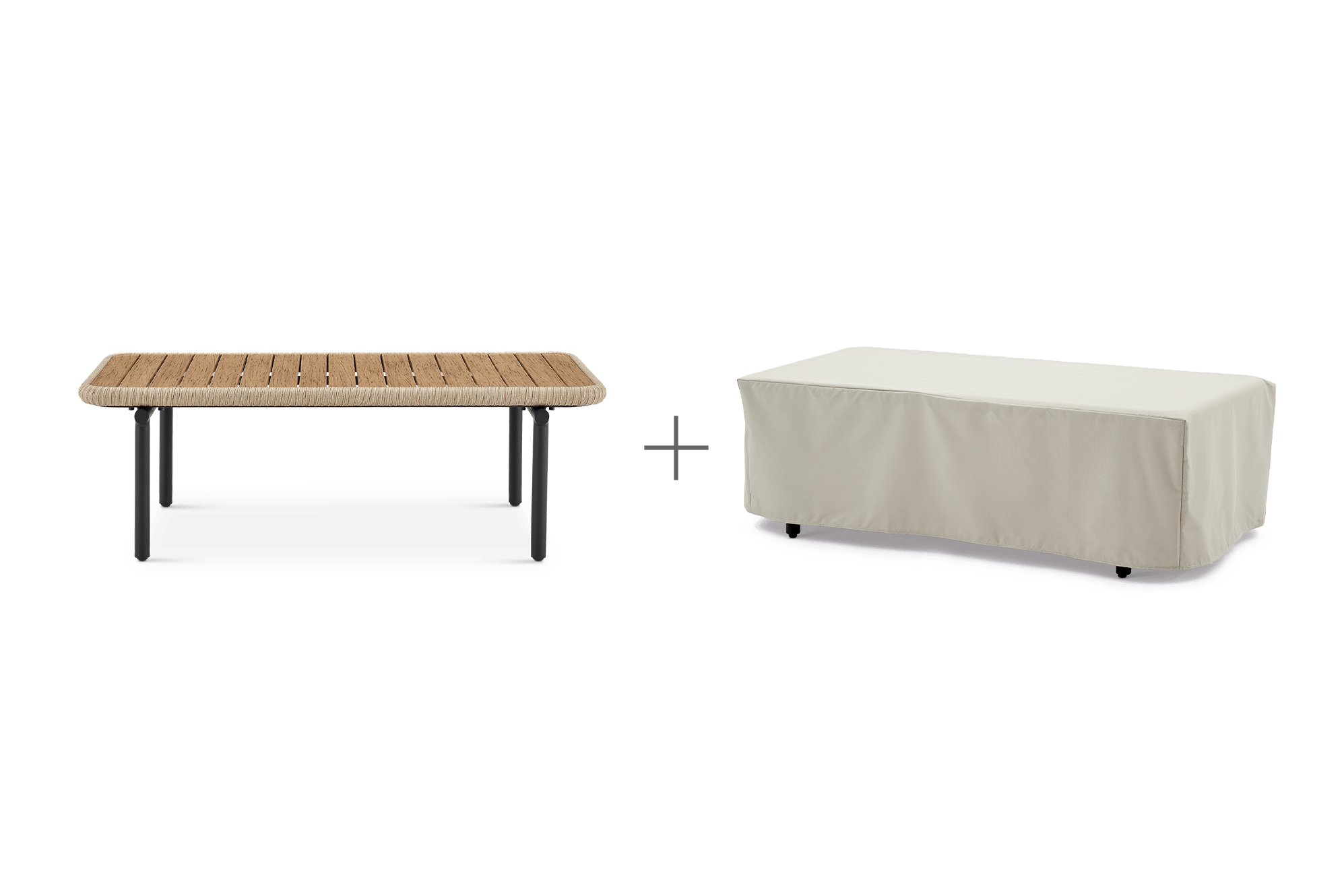 Sierra Outdoor Coffee Table, Shaped Tube with Ivory Cover