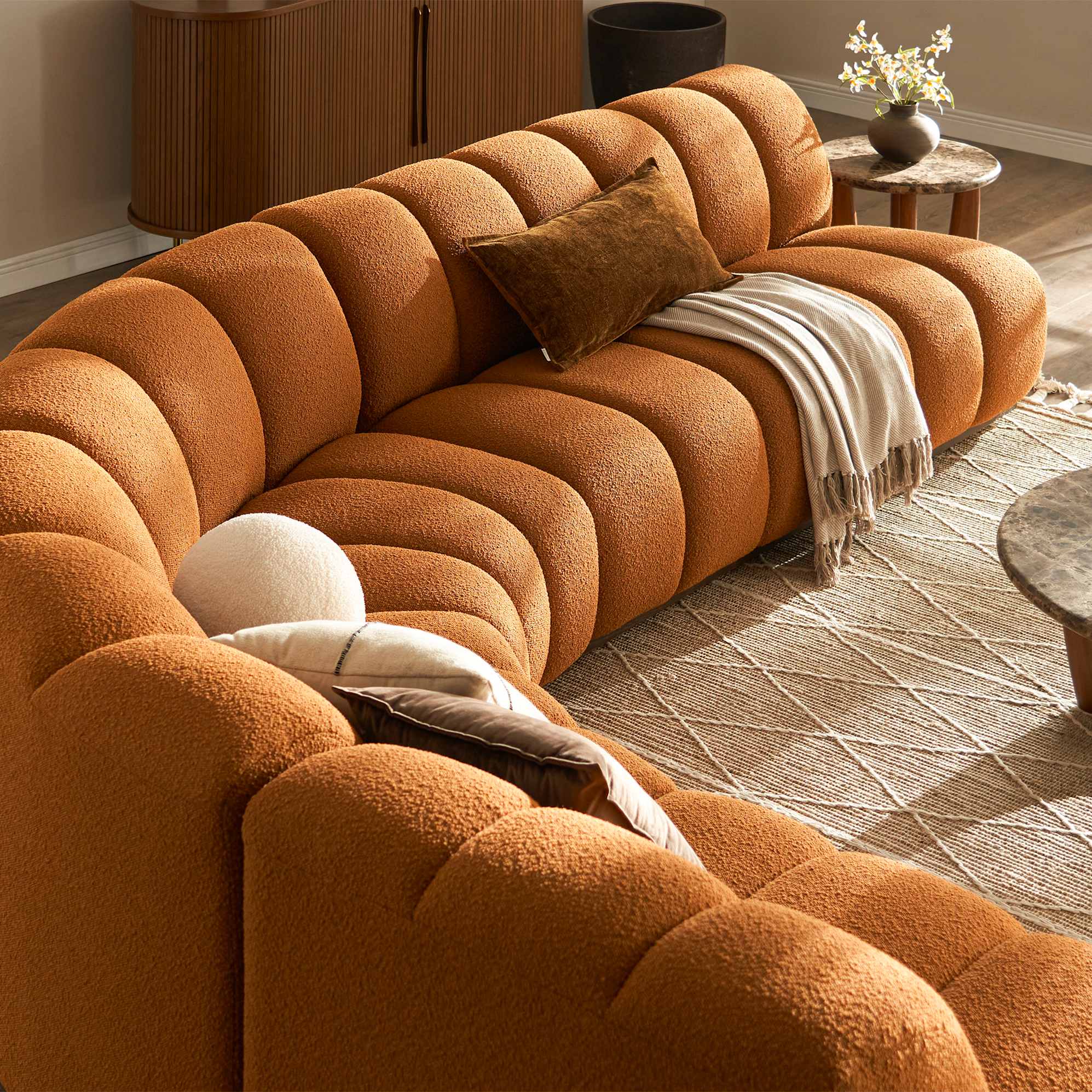 Marlow Performance Bouclé Curve 3 Seater Sofa 3