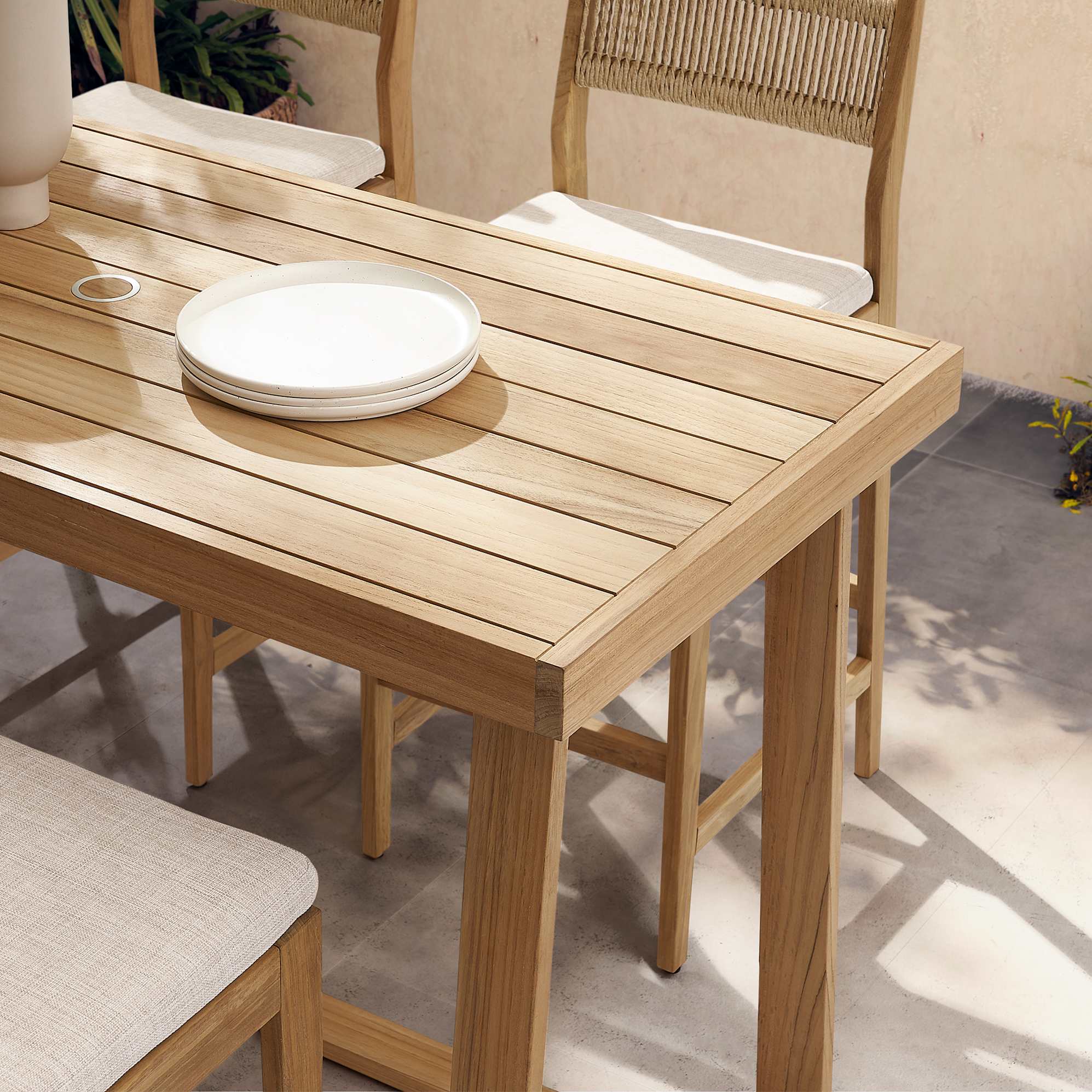 Rio Outdoor Teak Bar Stool Set 3