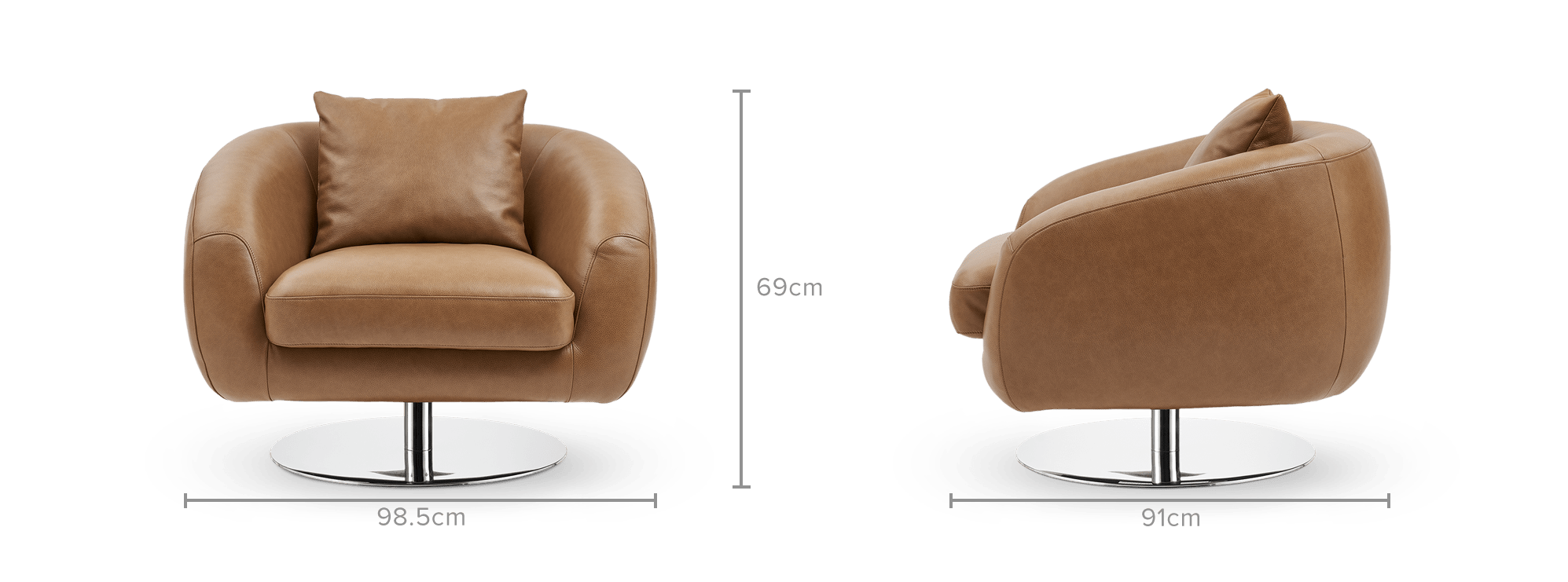 dimension of Xander Leather Swivel Armchair
