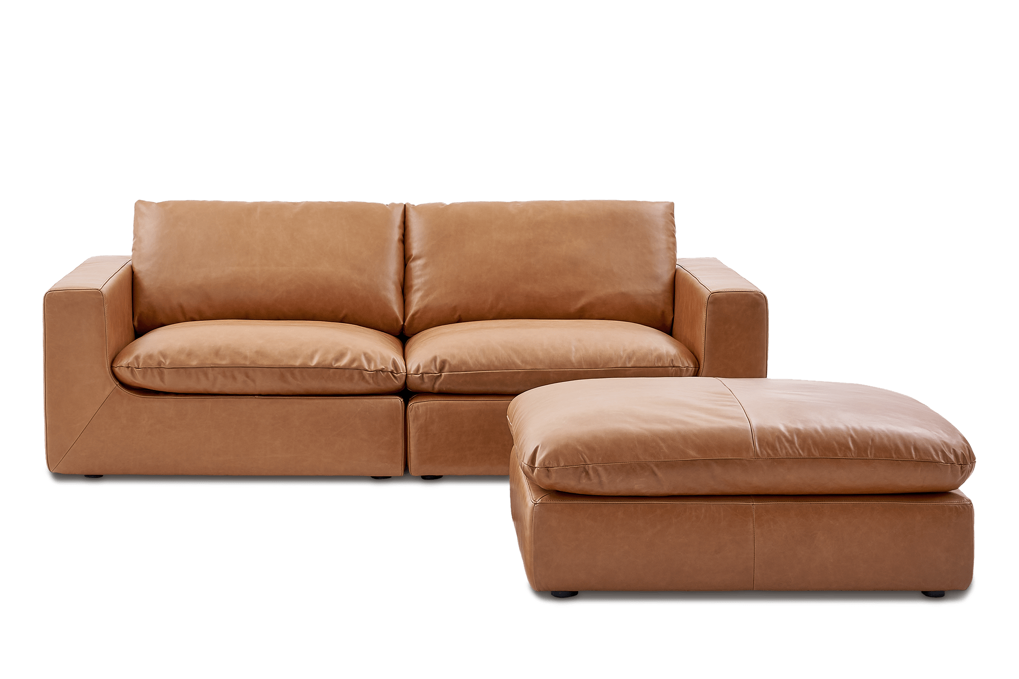 Dawson Leather 3 Seater Sofa with Ottoman 2