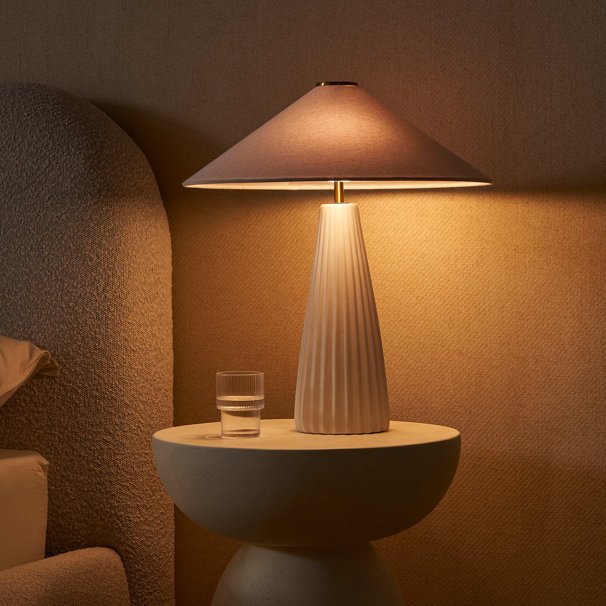 Alba Fluted Ceramic Table Lamp, 51cm lifestyle