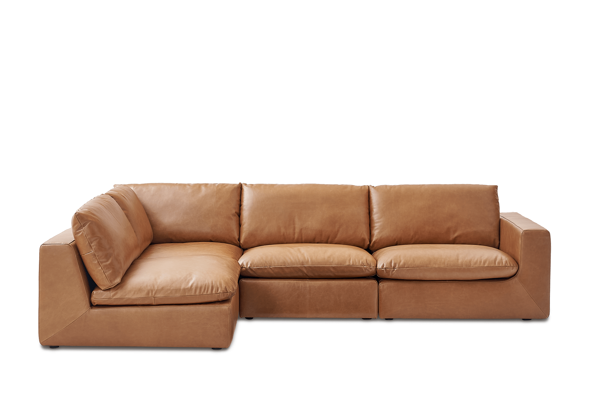 Dawson Leather Chaise Sectional Sofa Left Facing, Cocoa
