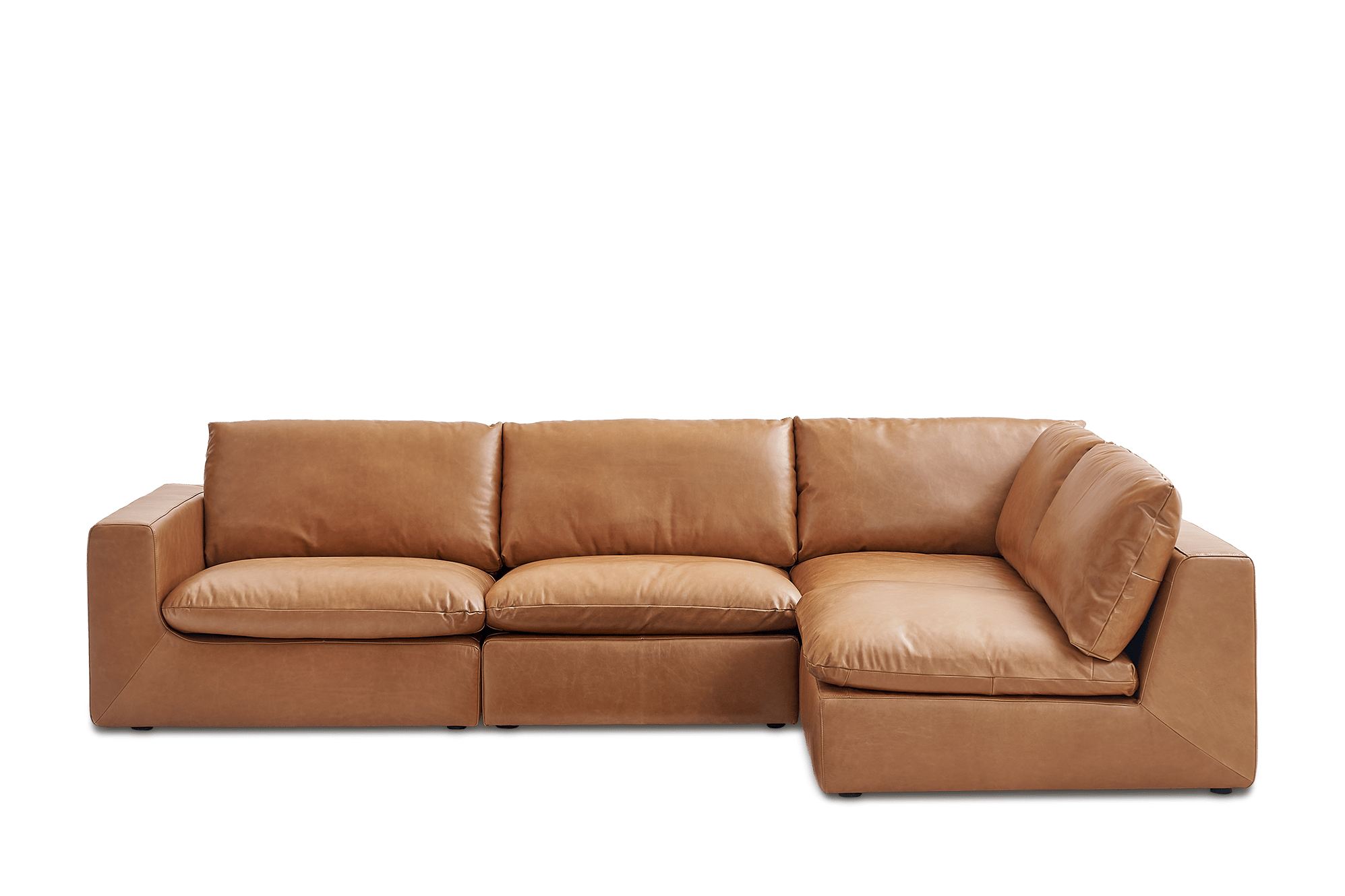 Dawson Leather Chaise Sectional Sofa Right Facing, Cocoa