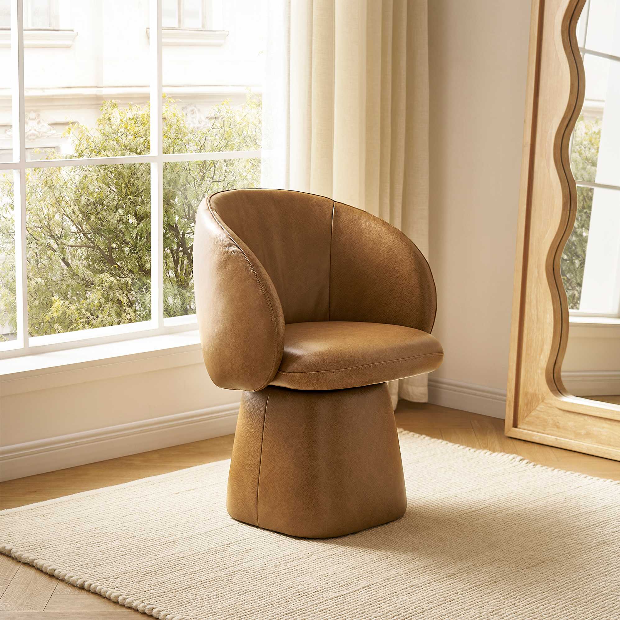 Cassidy Leather Swivel Chair, Caramel lifestyle