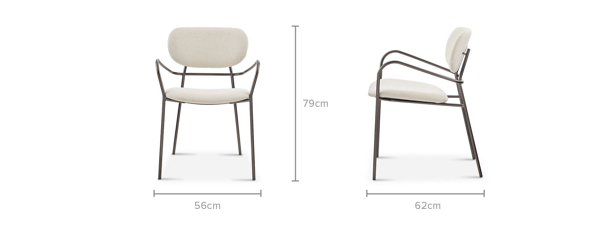 dimension of Winslow Performance Bouclé Dining Arm Chair