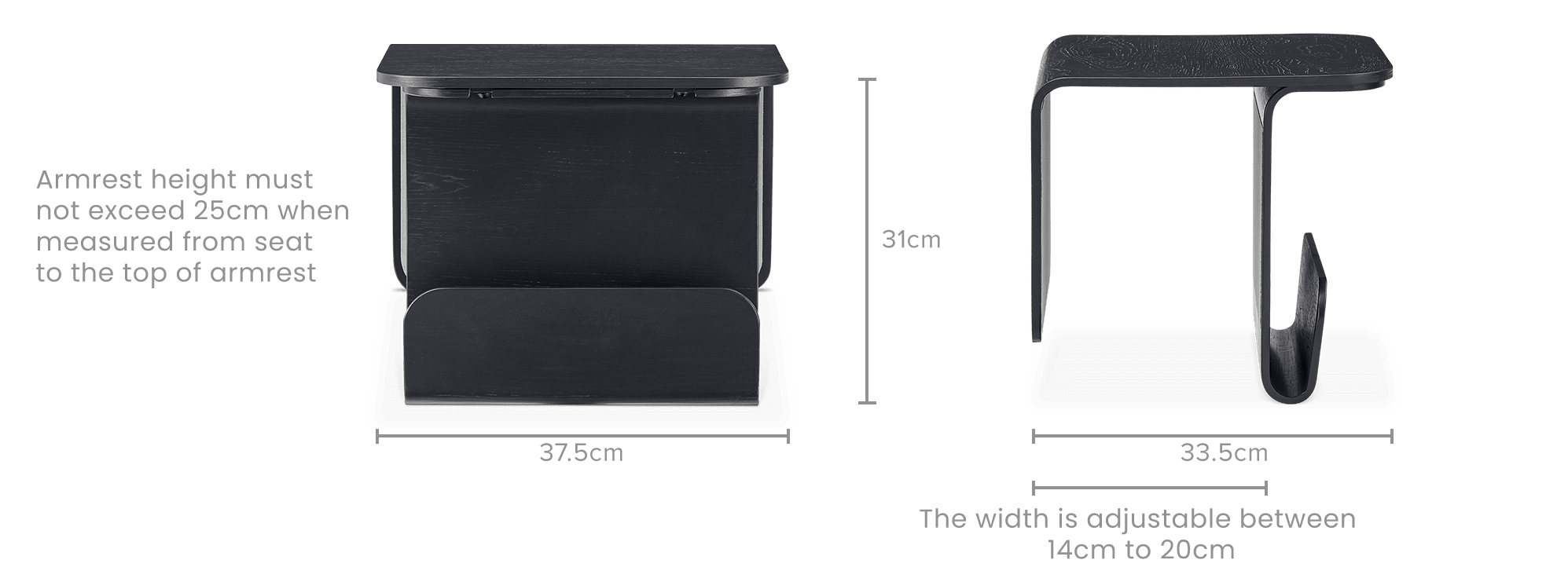 dimension of Sofa Armrest Table