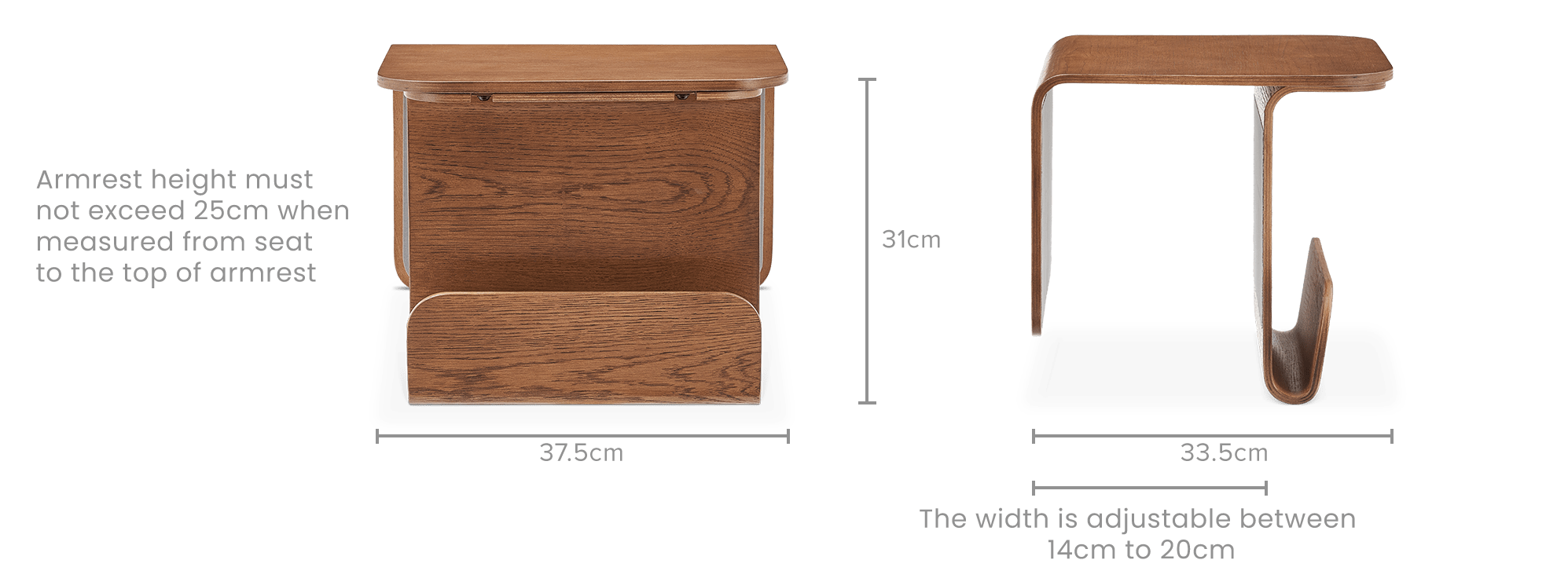 dimension of Sofa Armrest Table