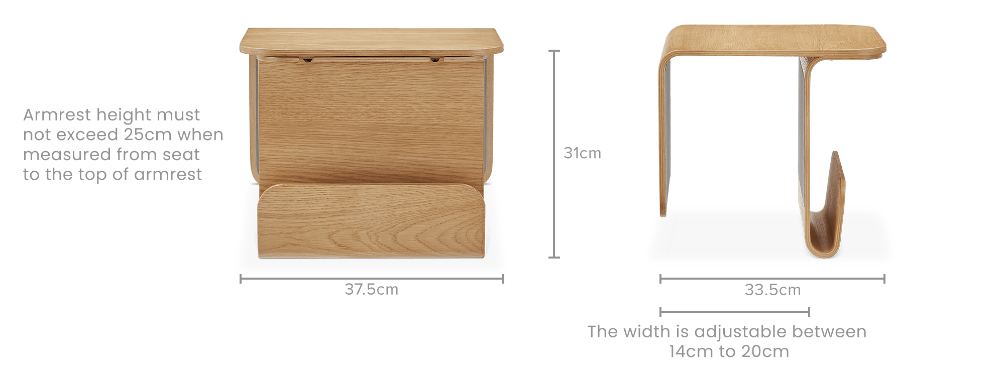 dimension of Sofa Armrest Table