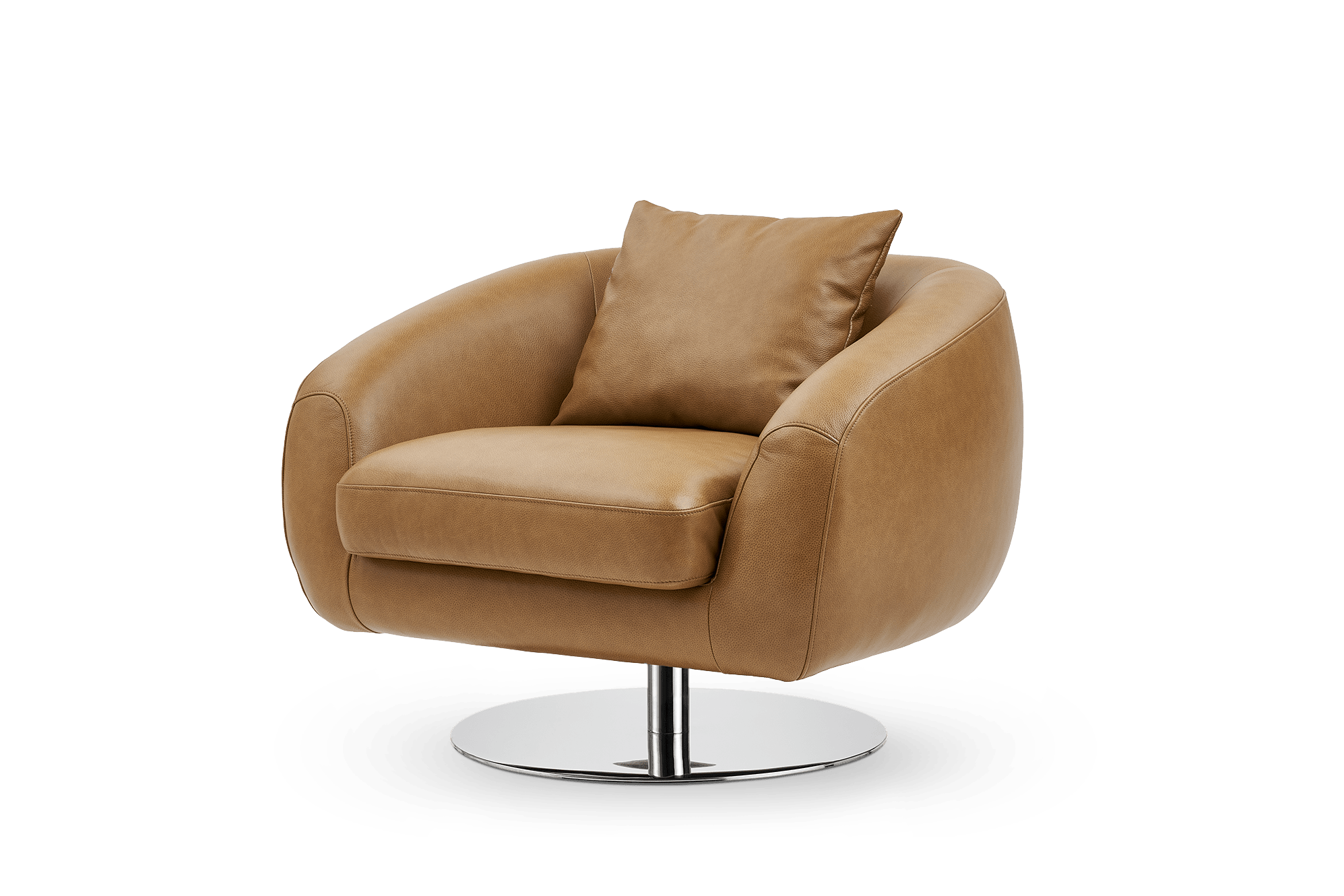Xander Leather Swivel Armchair, Caramel