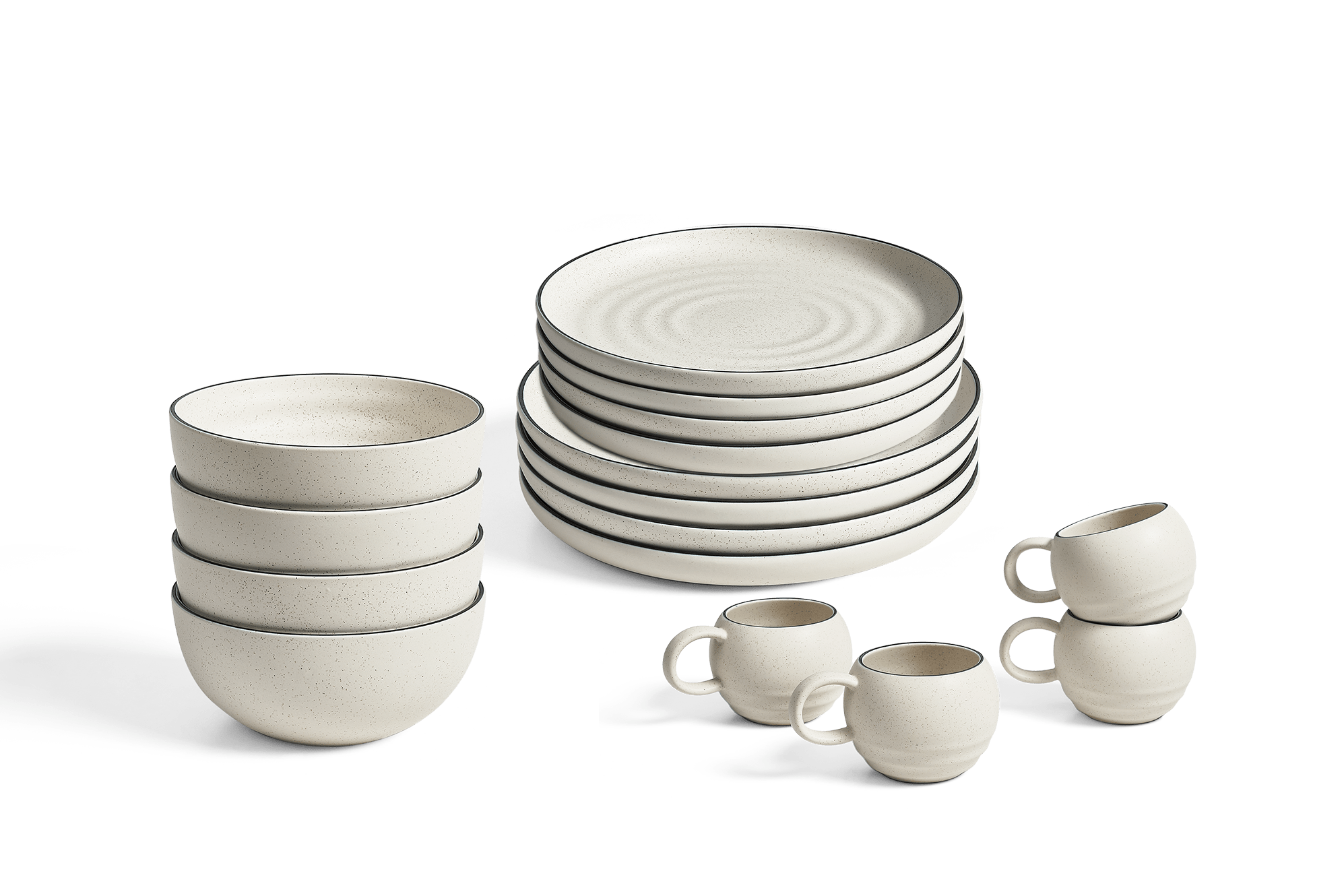 Sandy 16-Piece Dinnerware Set, Sand White