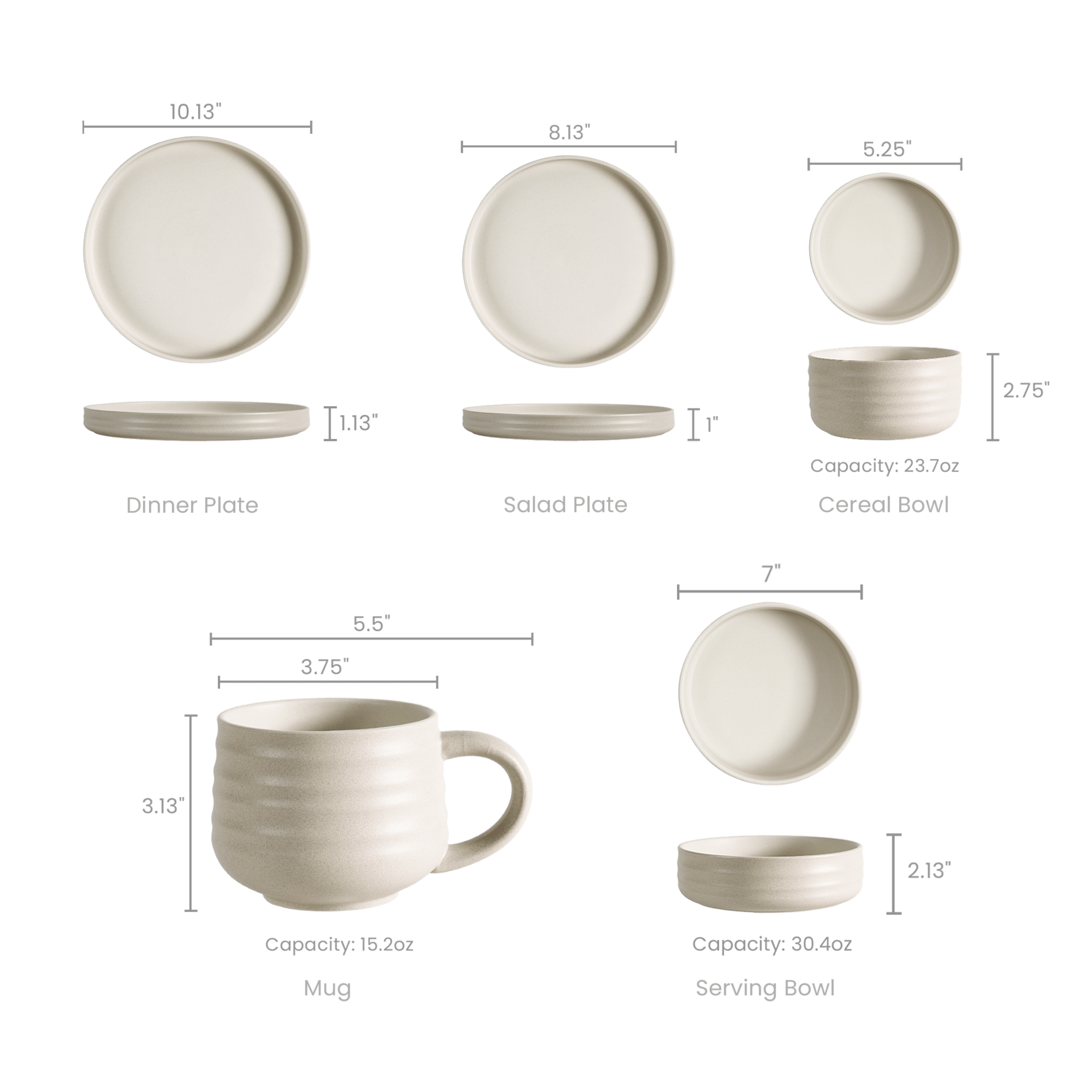 dimension of Audrey 20-Piece Dinnerware Set