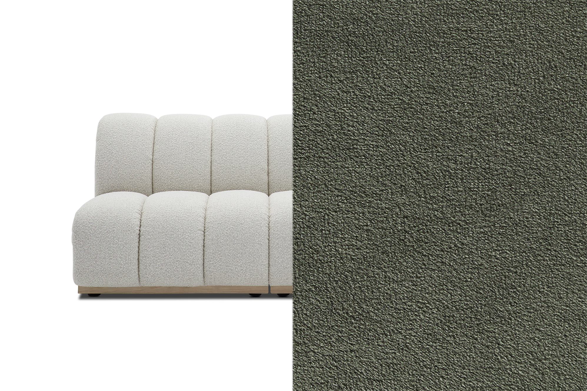 Marlow Curve 3 Seater Sofa Customized, (Performance Peyton) Moss (White Wash Leg)