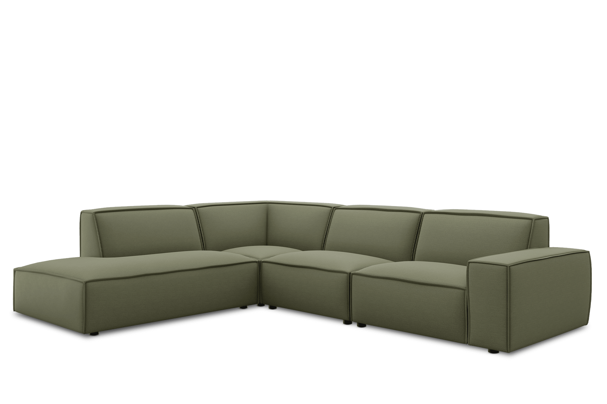 Jonathan Extended Side Chaise Sectional Sofa Left Facing Customised, (Performance Peyton) Moss