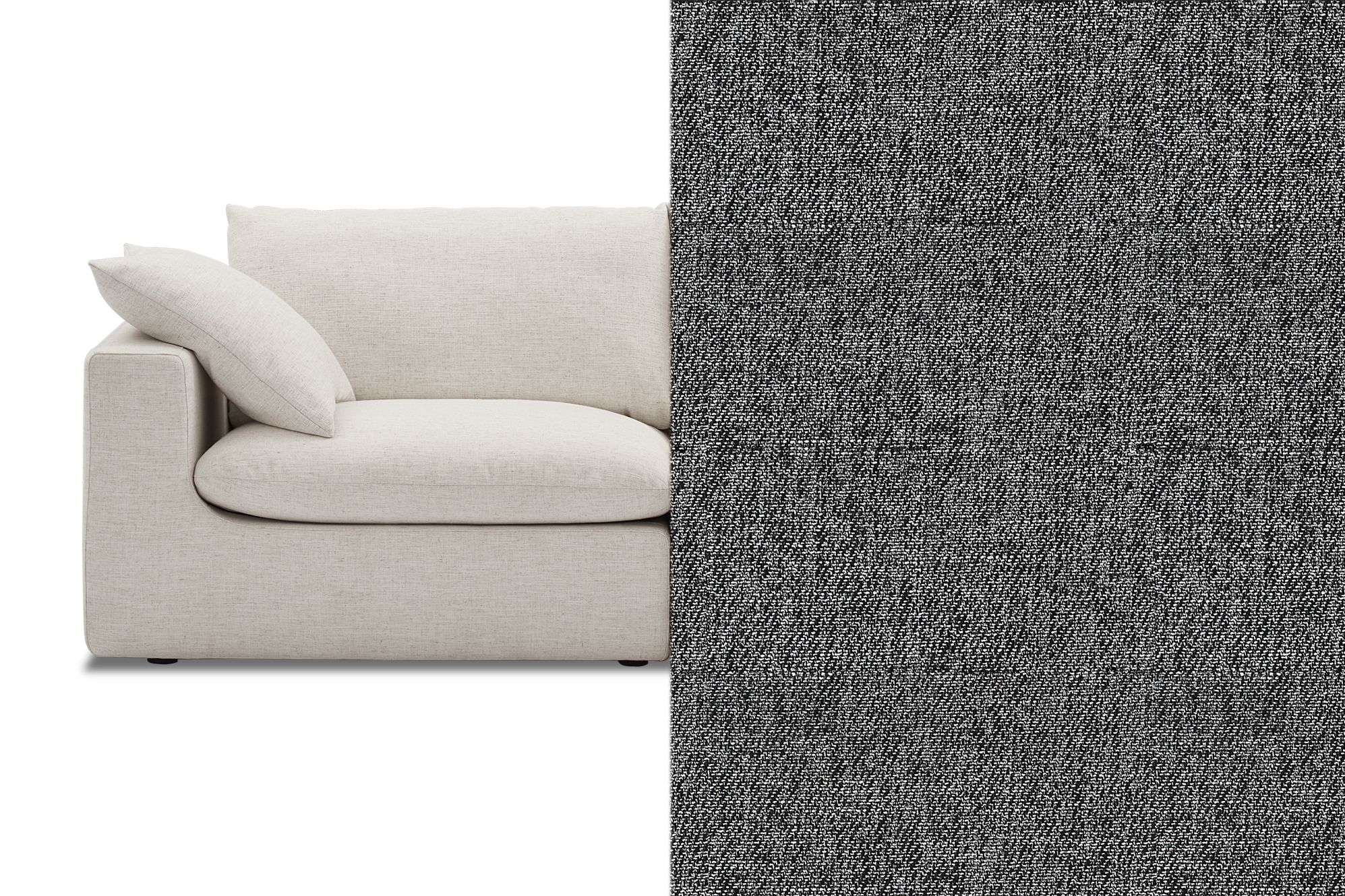 Dawson Armless Sofa Customized, (Twill) Charcoal Grey