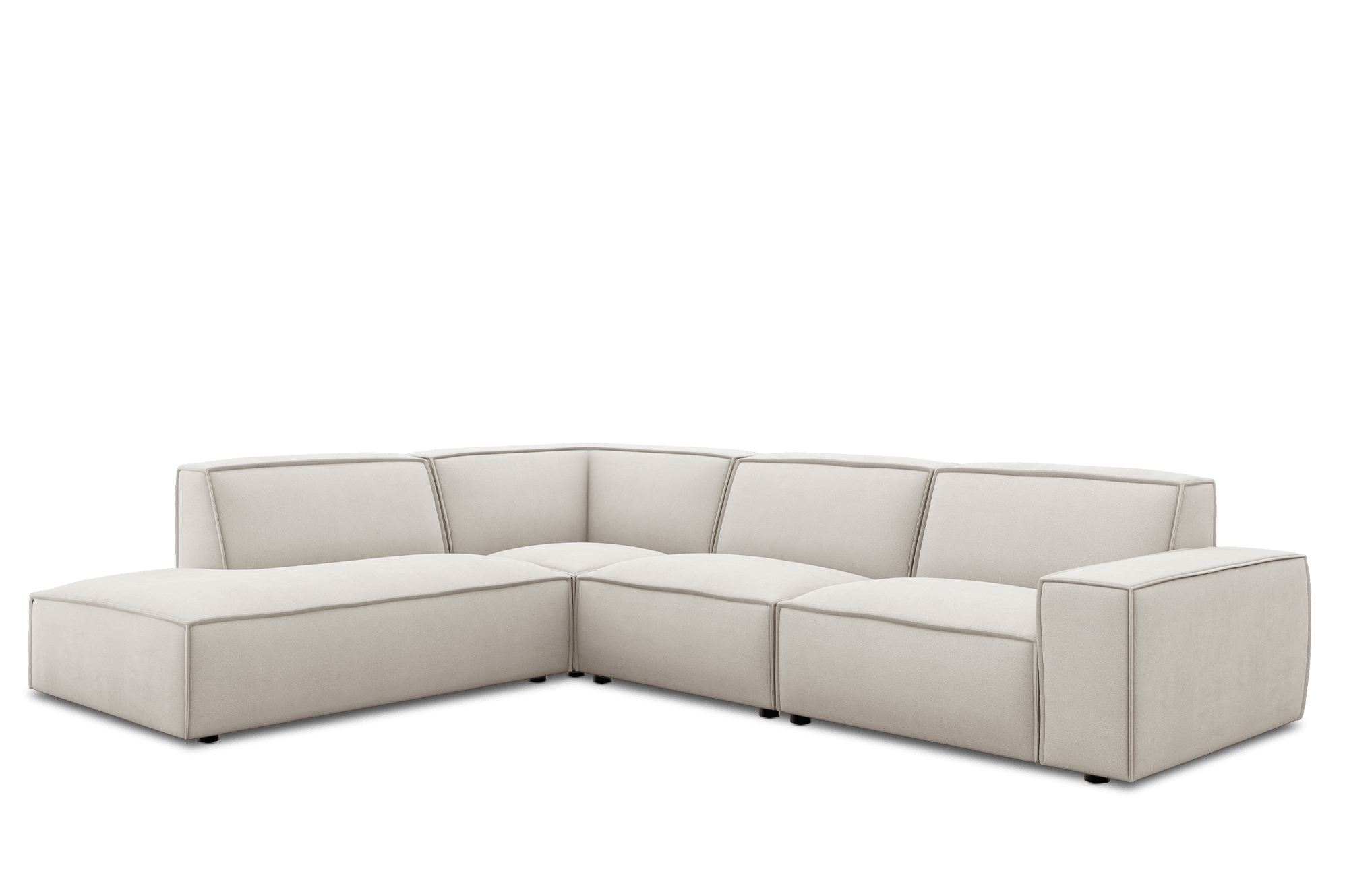 Jonathan Extended Side Chaise Sectional Couch Left Facing Customized, (Performance Peyton) Ivory