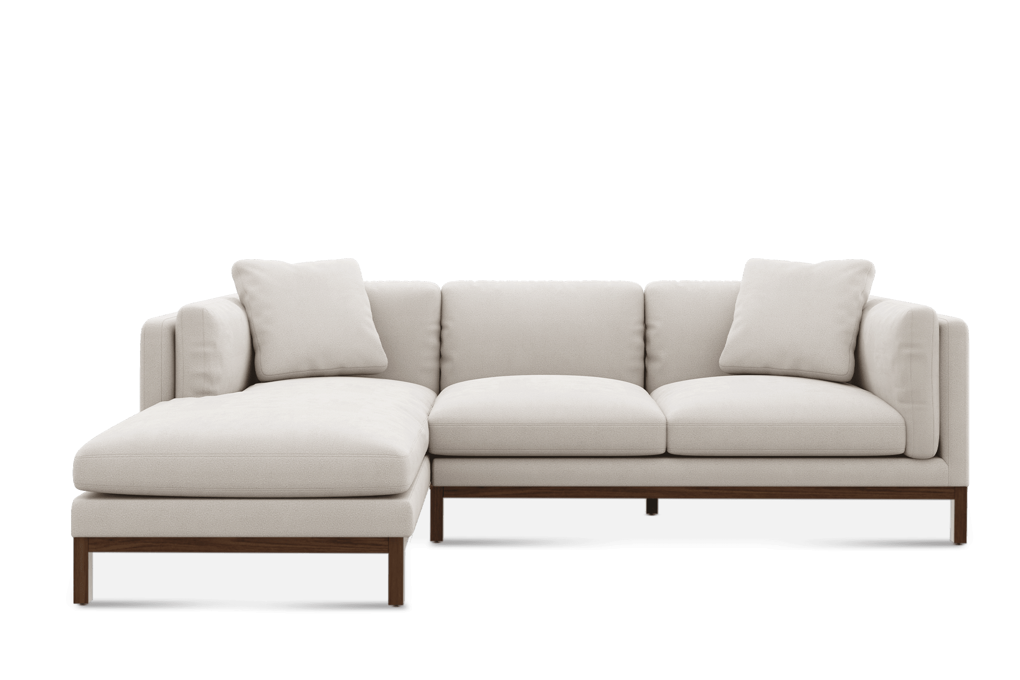 Owen Chaise Sectional Sofa Left Hand Facing Customized, (Performance Peyton) Ivory (Walnut Leg)
