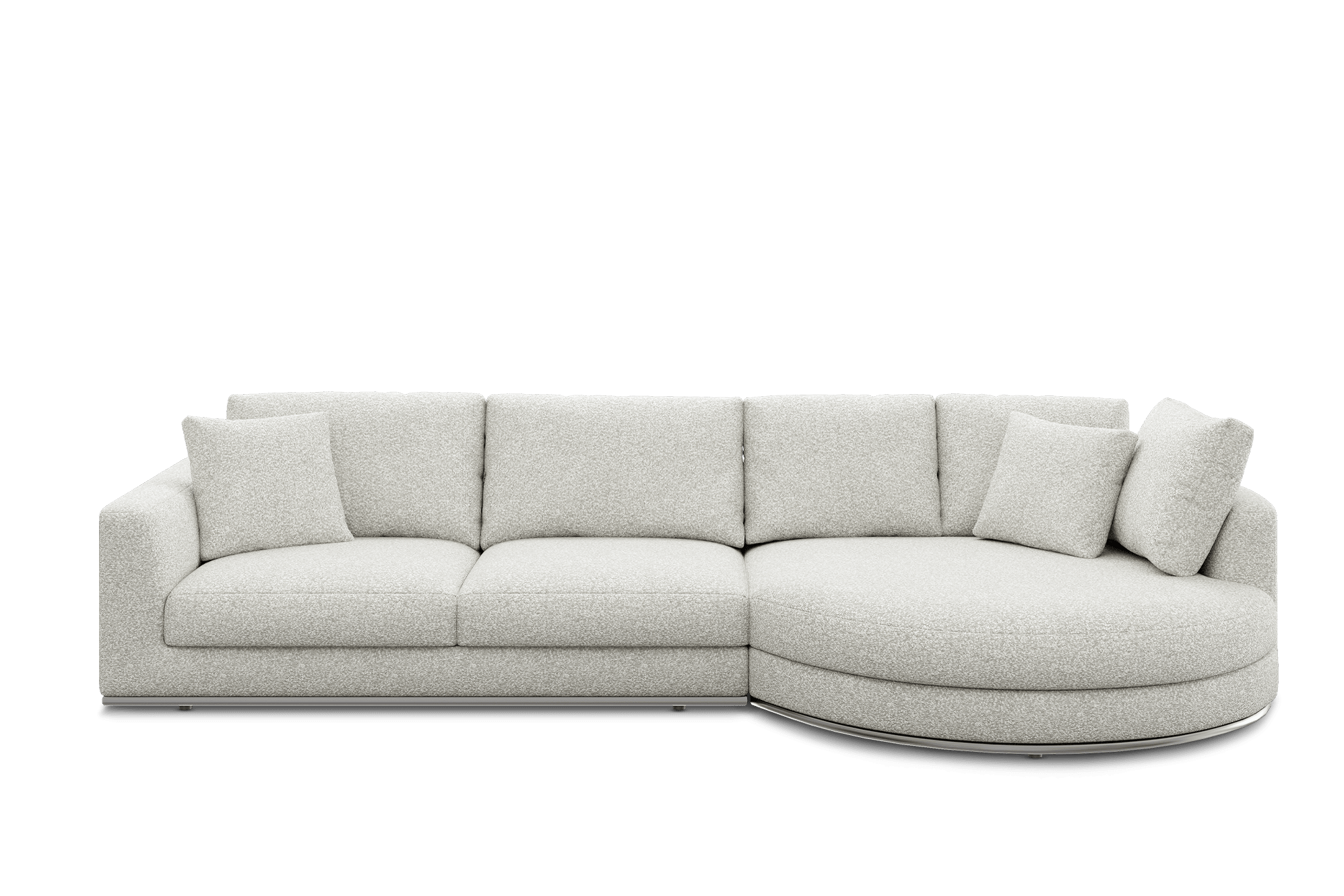 Hamilton Round Chaise Sectional Sofa Right Facing Customised, (Performance Infinity) White Quartz