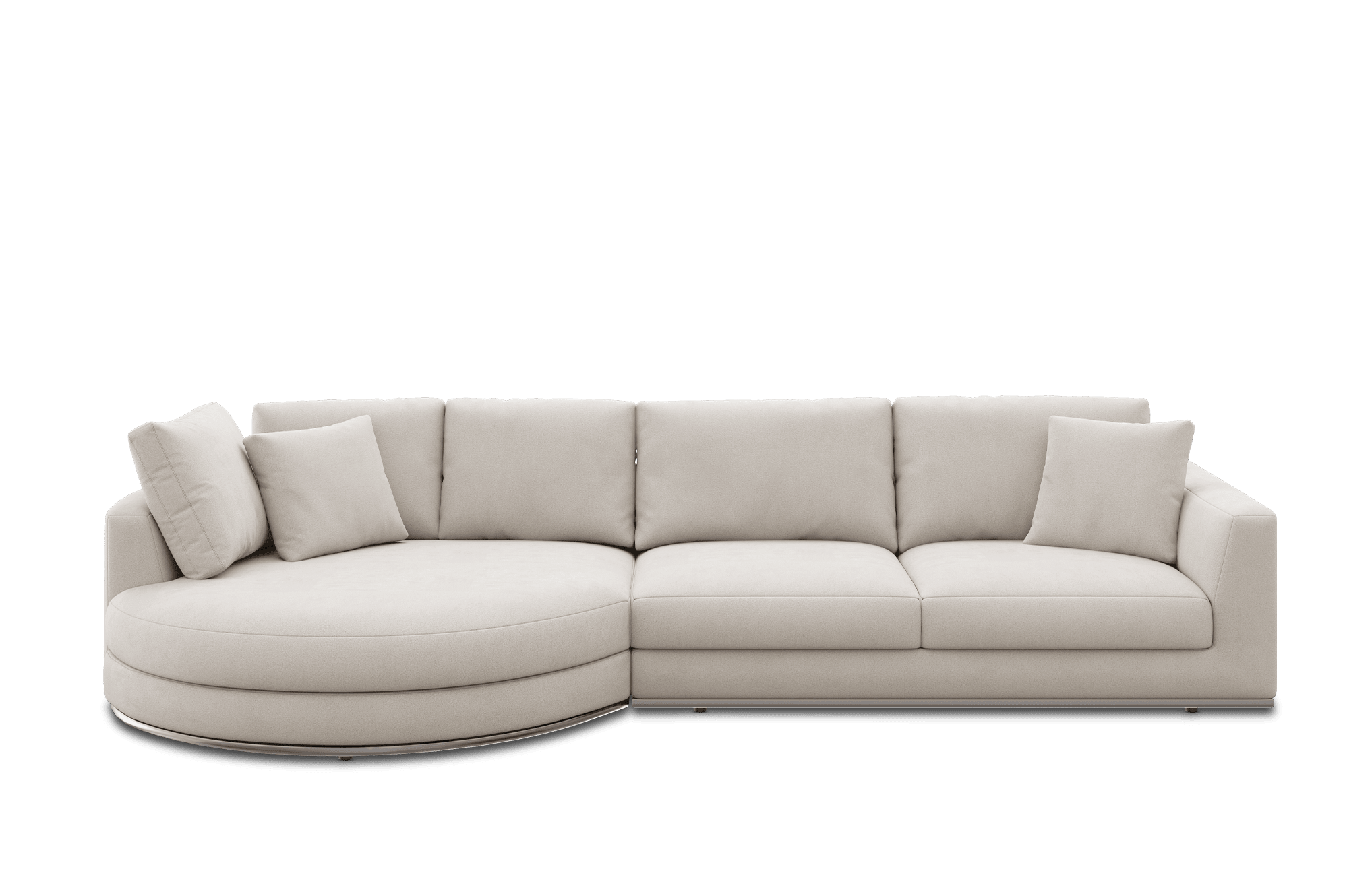 Hamilton Round Chaise Sectional Sofa Left Facing Customised, (Performance Peyton) Ivory