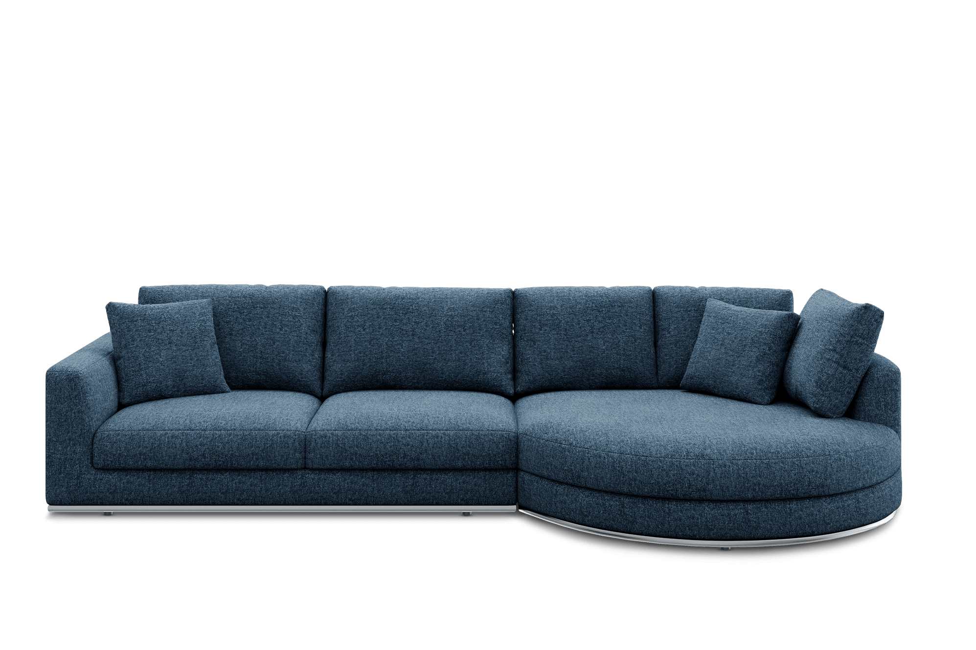 Hamilton Round Chaise Sectional Sofa Right Facing Customized, (Twill) Indigo Blue