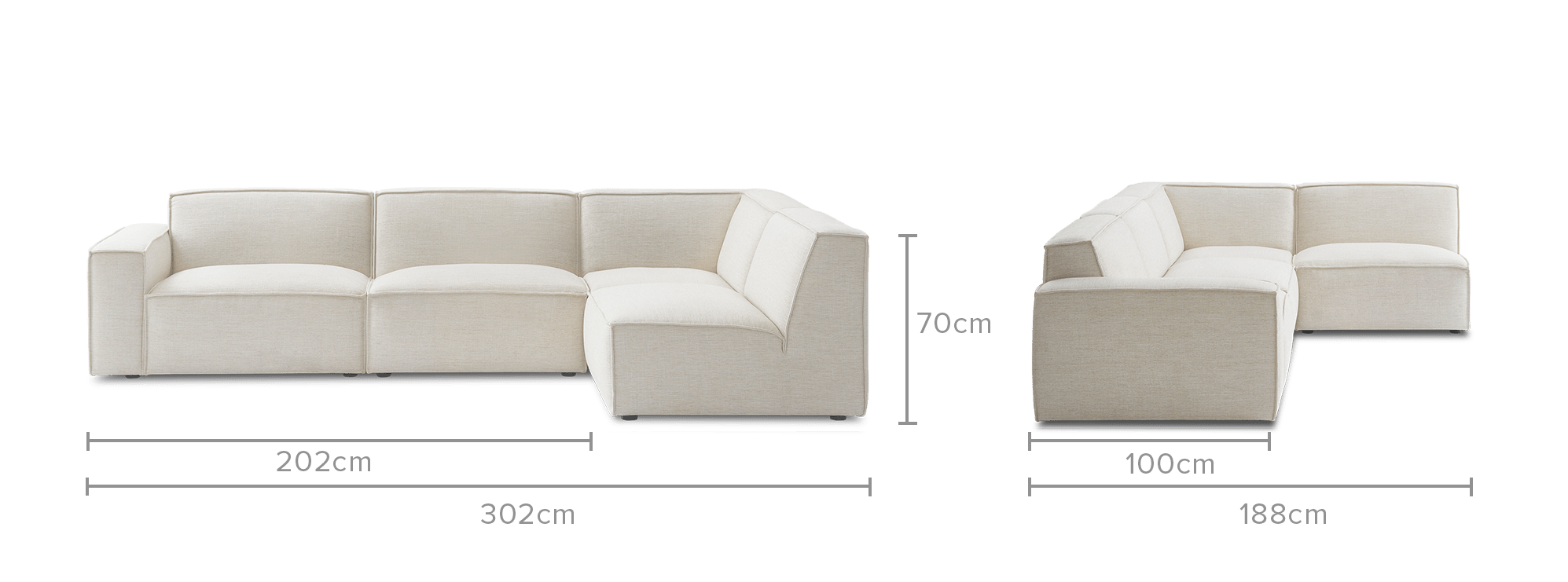 dimension of Jonathan Chaise Sectional Sofa