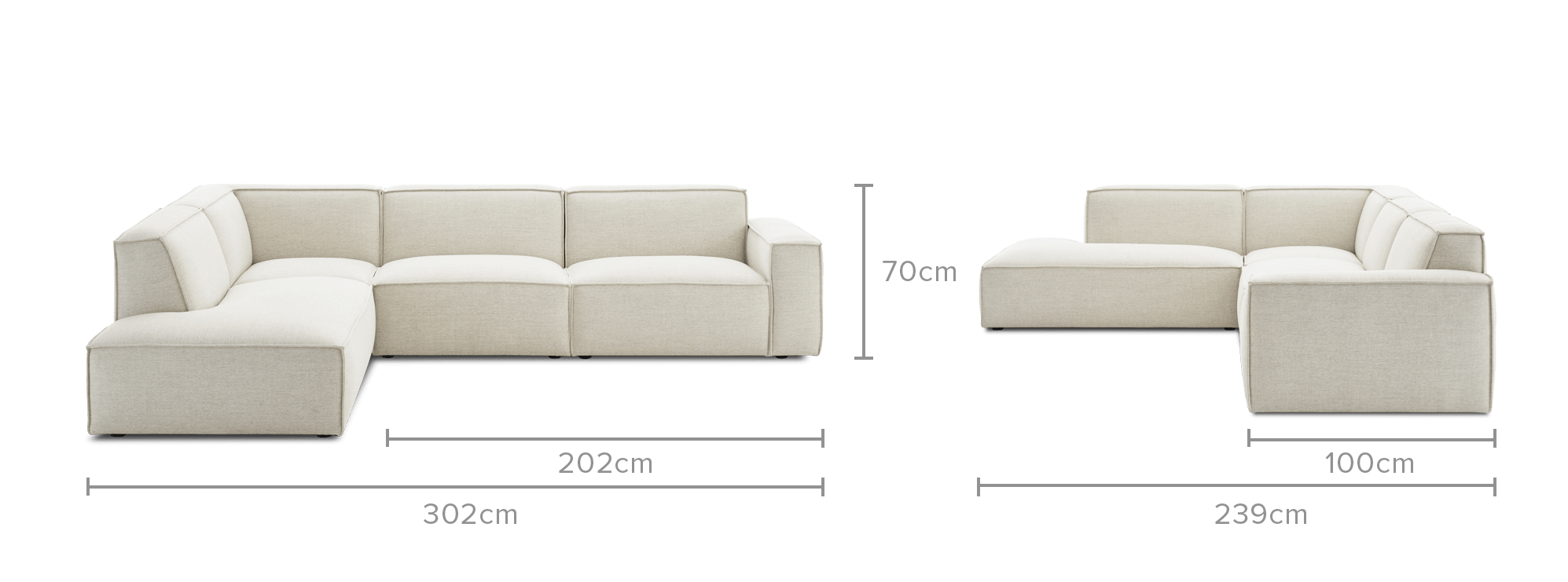 dimension of Jonathan Extended Side Chaise Sectional Sofa