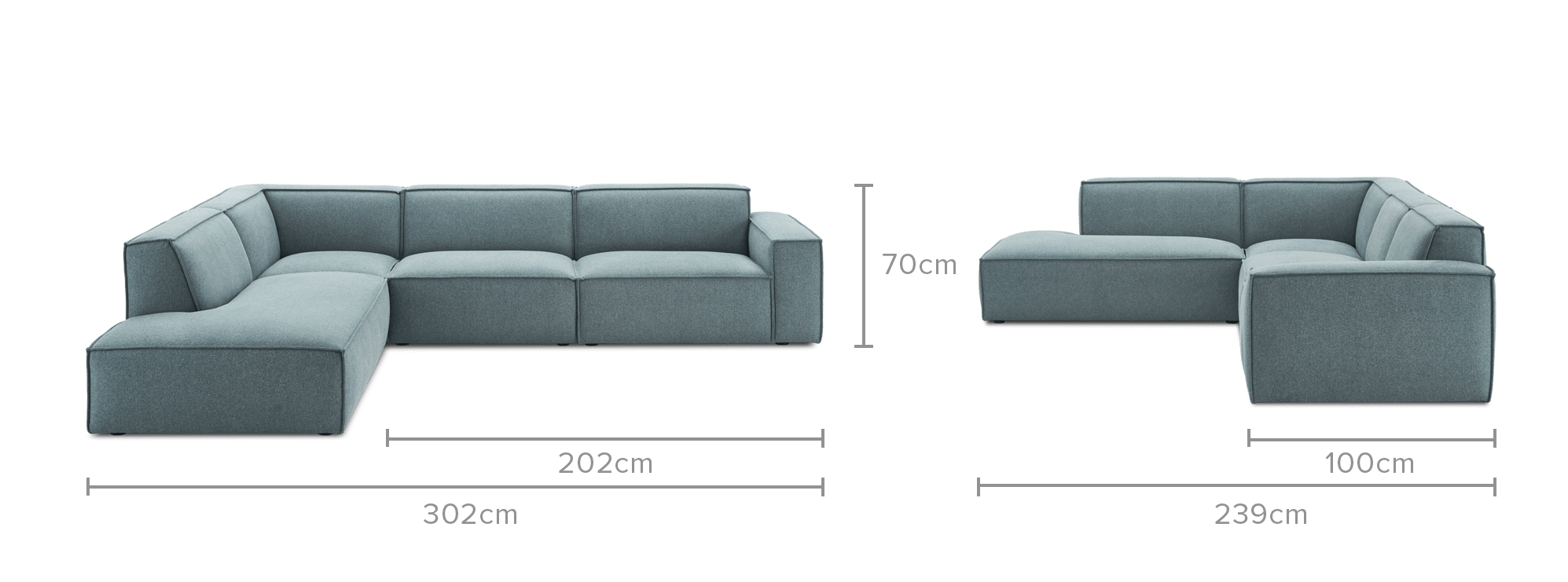 dimension of Jonathan Extended Side Chaise Sectional Sofa