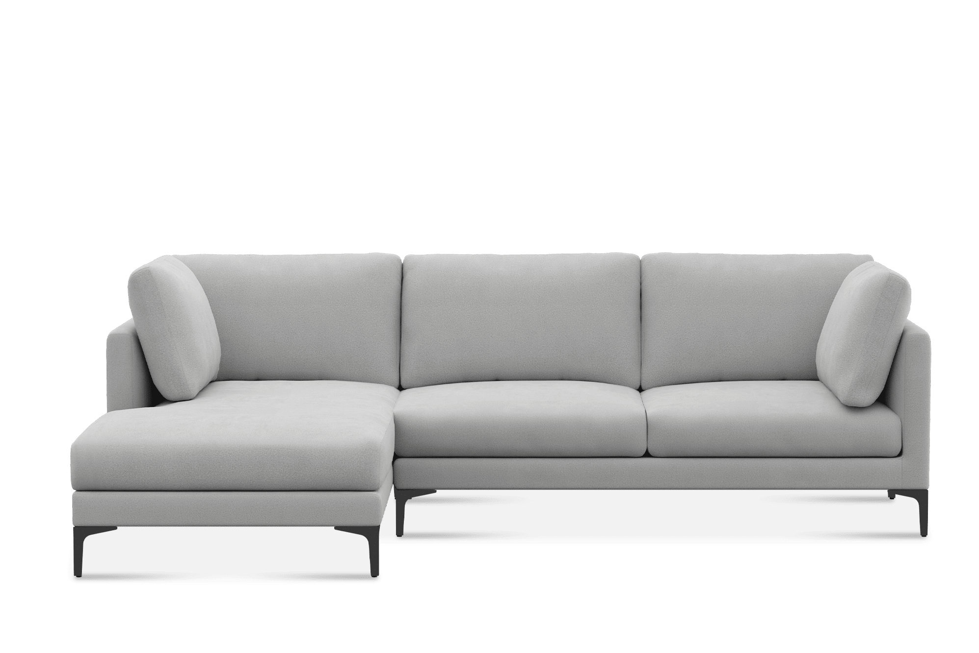 Adams Chaise Sectional Sofa Left Facing Customized, (Performance Peyton) Dove Grey (Black Leg)