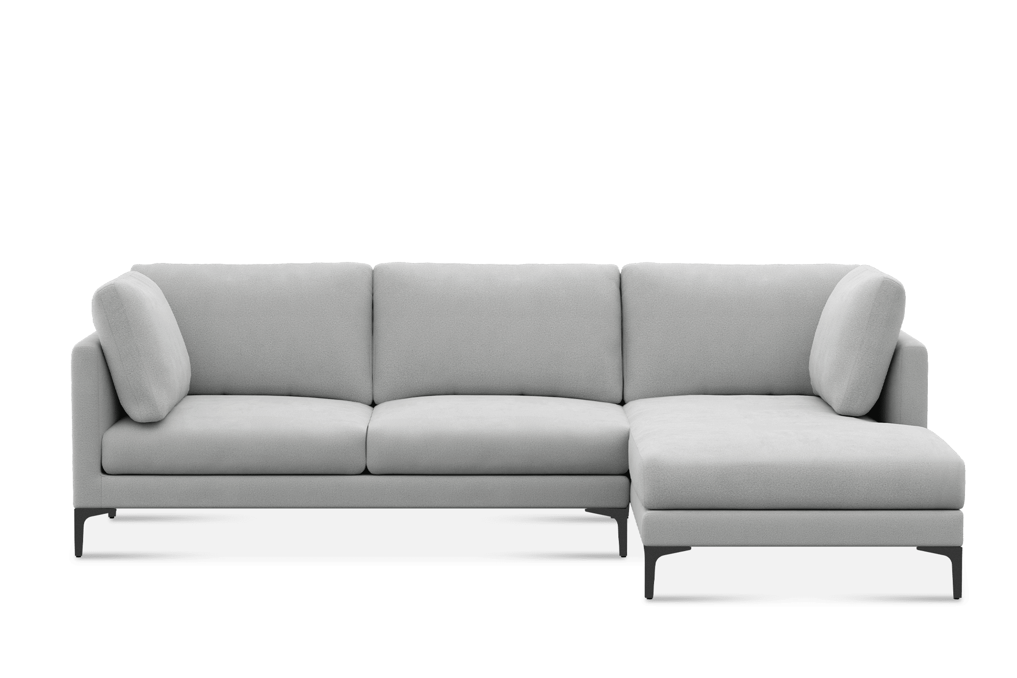 Adams Chaise Sectional Sofa Right Facing Customized, (Performance Peyton) Dove Grey (Black Leg)