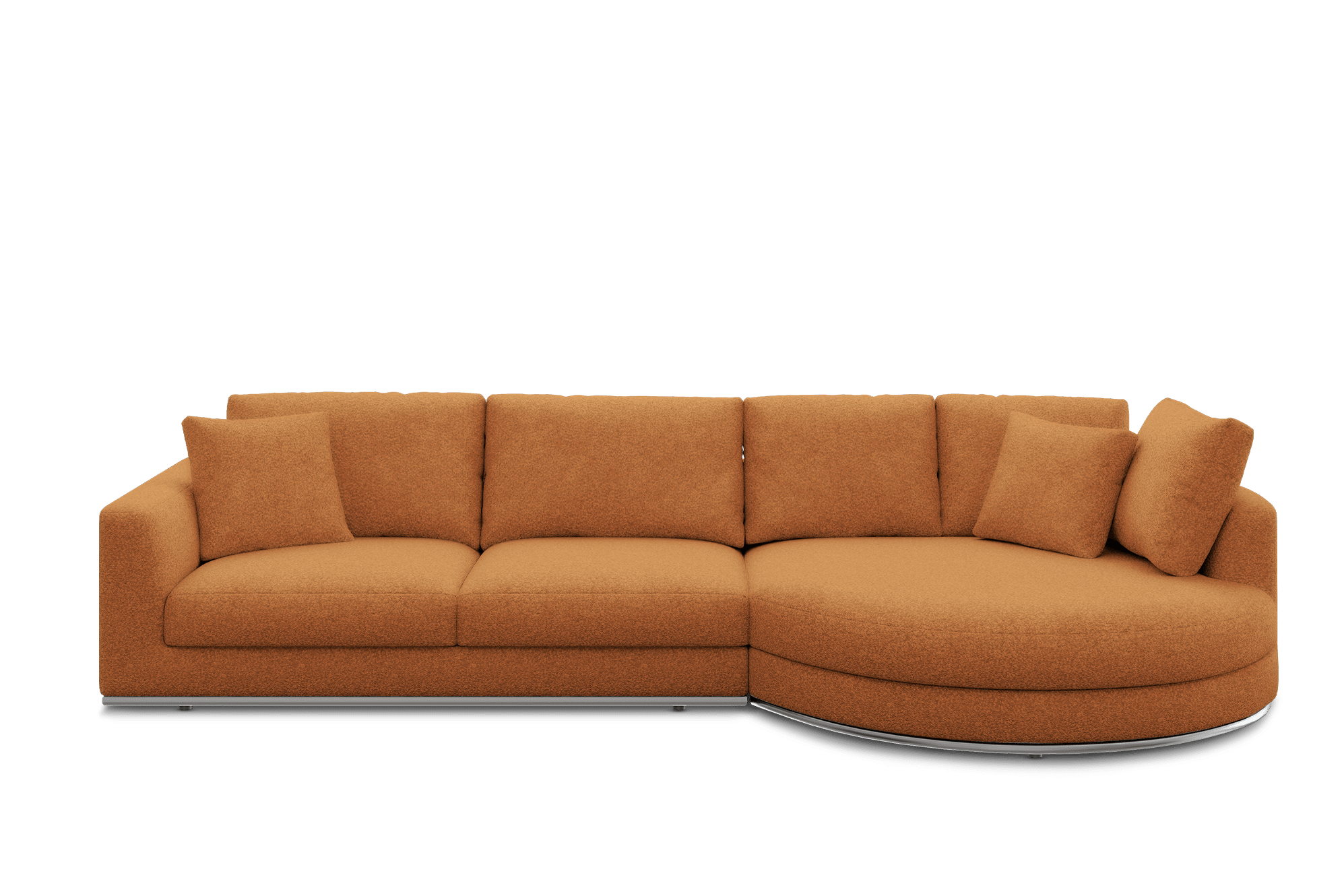 Hamilton Round Chaise Sectional Sofa Right Facing Customised, (Performance Infinity) Ginger