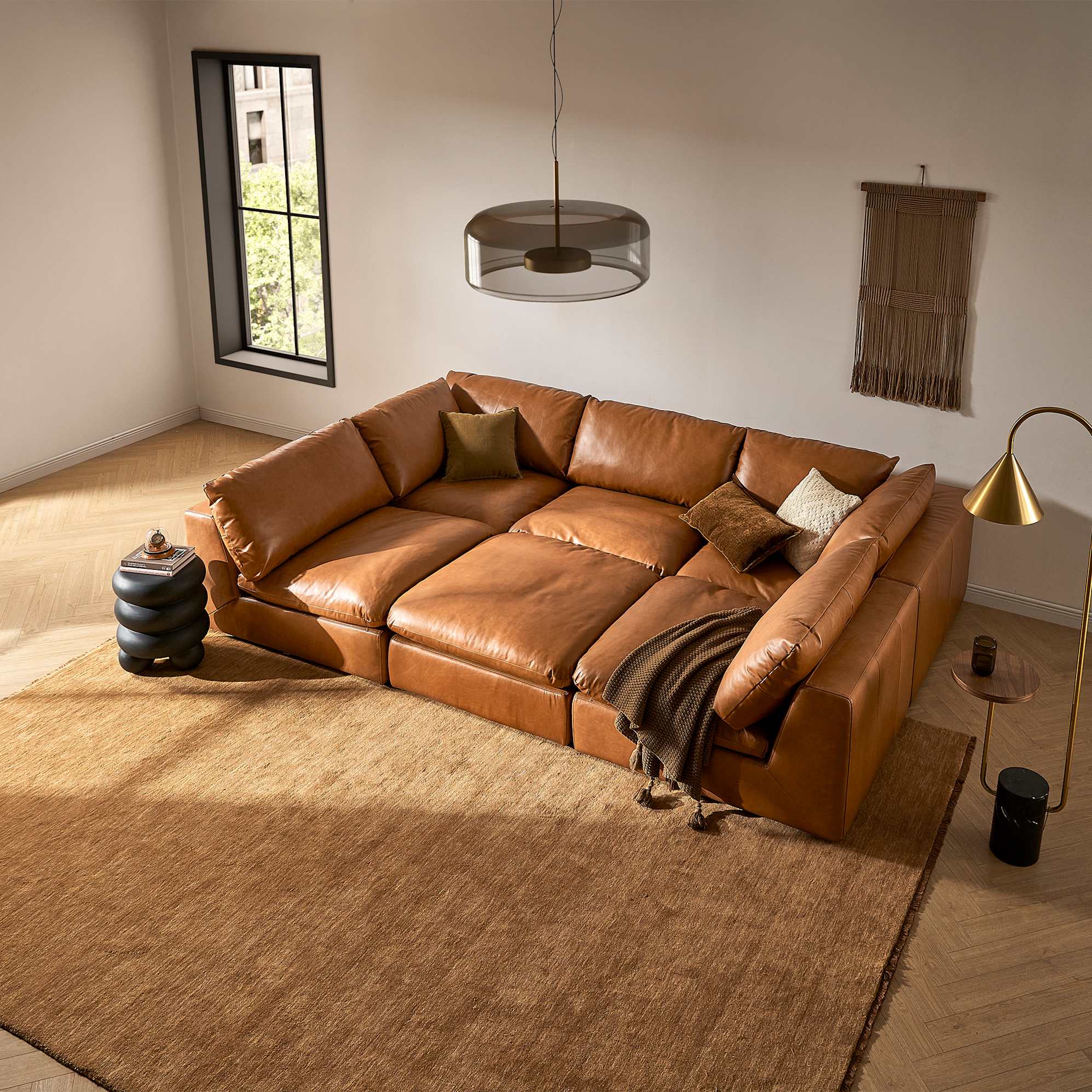 Dawson Leather Corner Modular Sofa 3