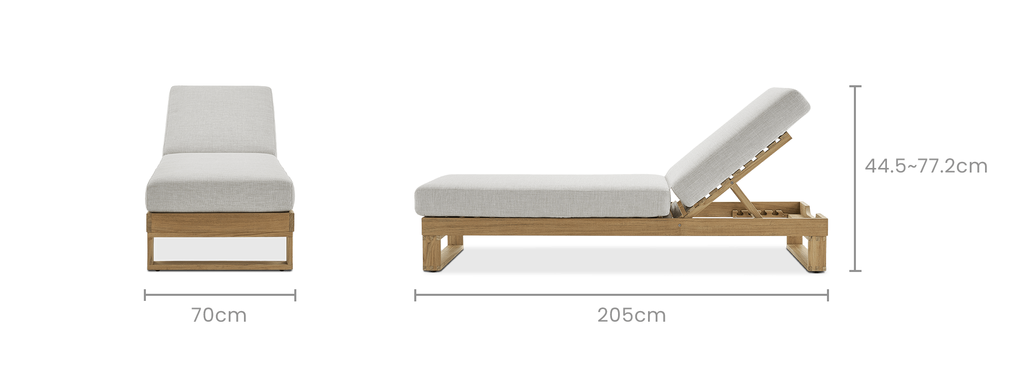 dimension of Rio Outdoor Teak Chaise Lounge
