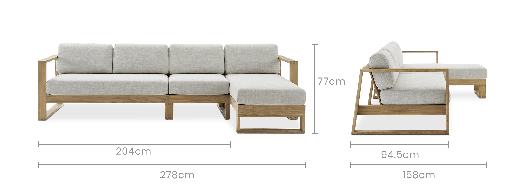 dimension of Rio Outdoor Extended Chaise Sectional Sofa