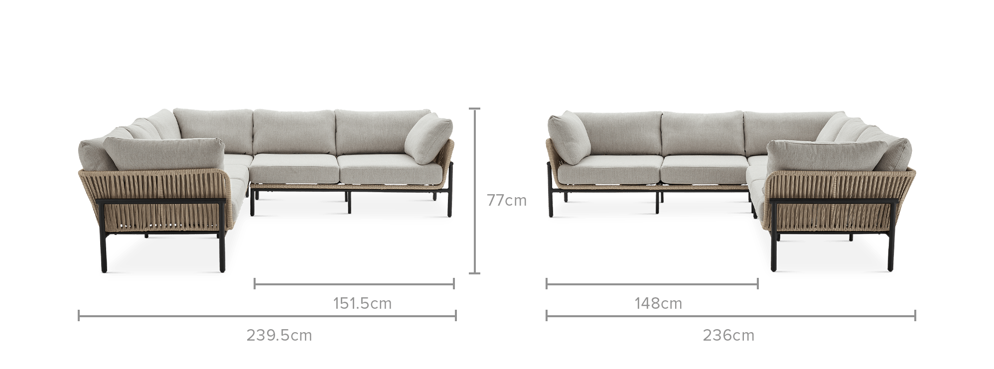 dimension of Sierra Outdoor L-Shape Sectional Sofa