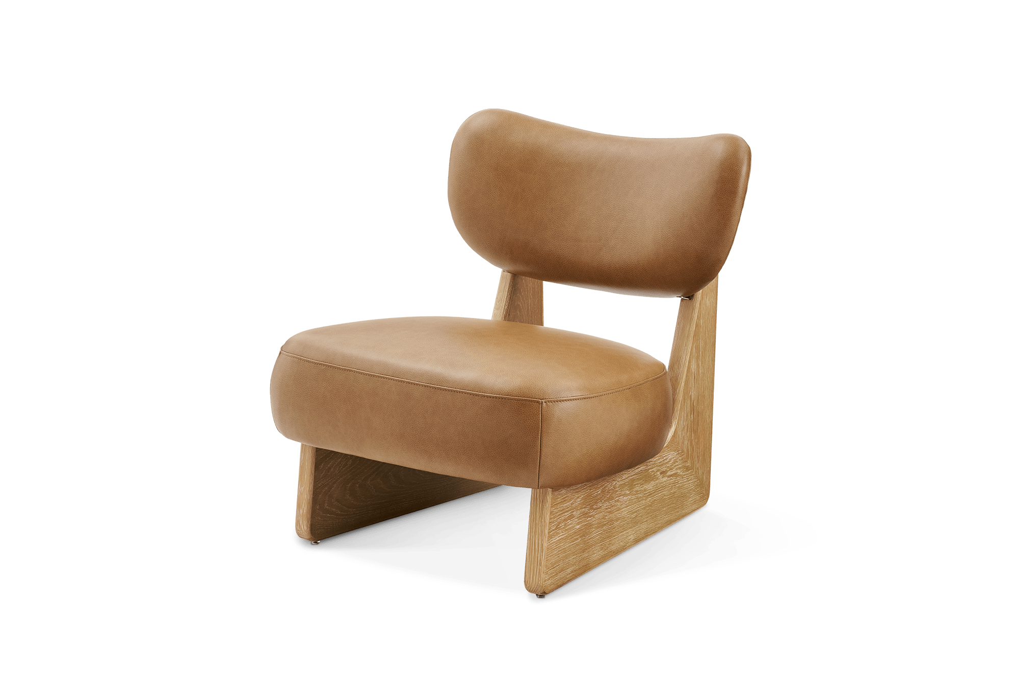 Solange Leather Chair, (Lugano) Caramel (White Wash)
