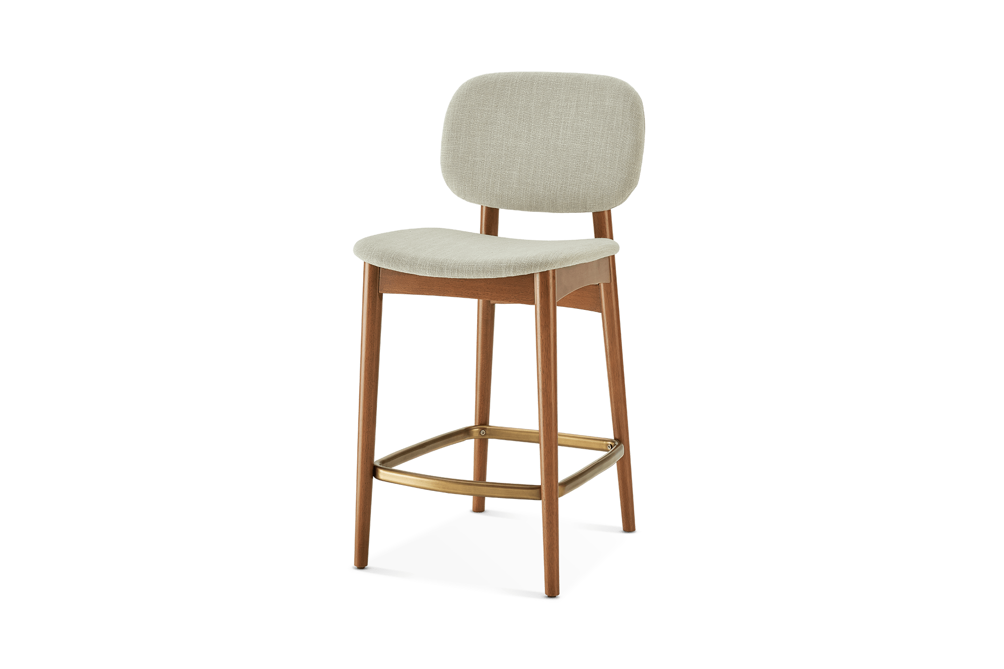 Kelsey Counter Stool, (Linen Weave) Ivory Beige (Walnut Stain)