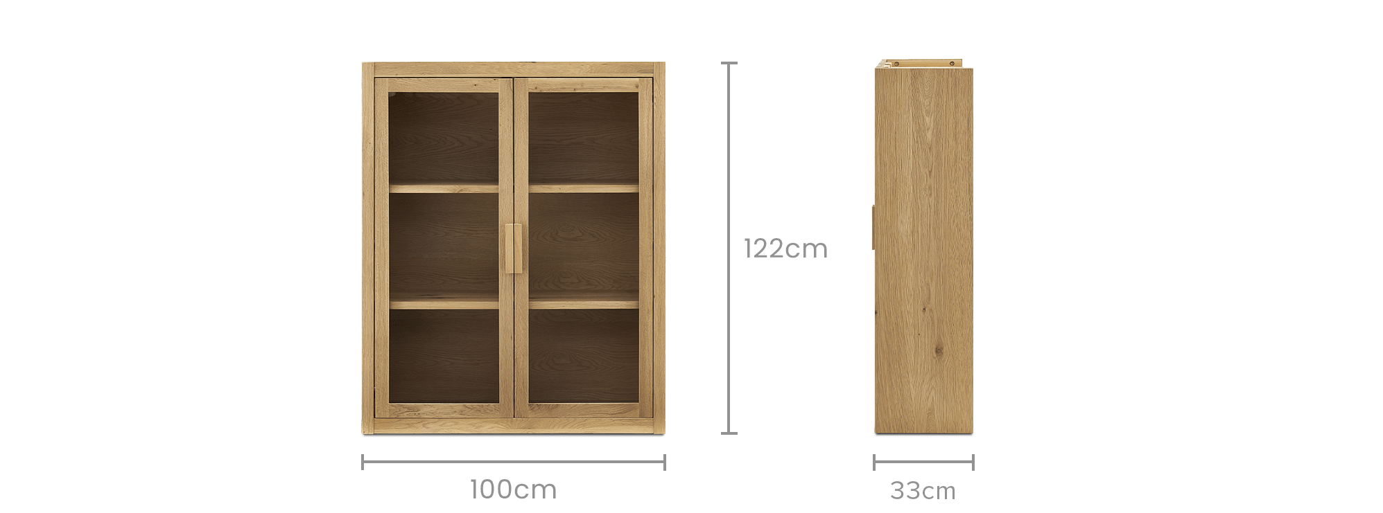 dimension of Bradley Glass Cabinet