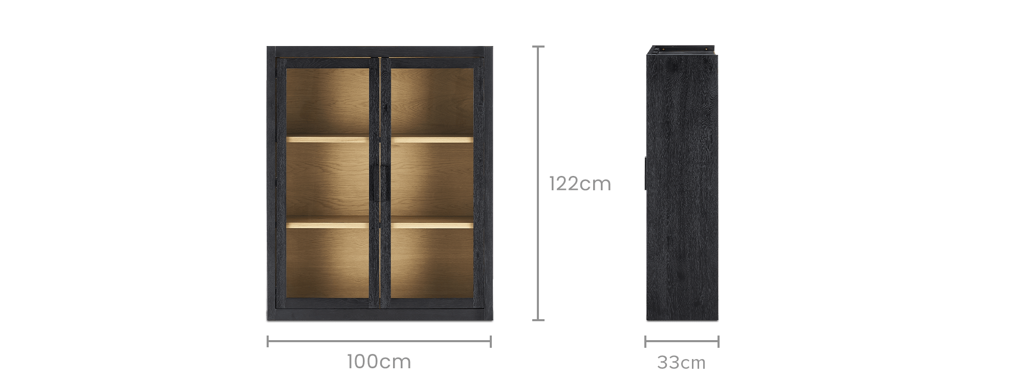 dimension of Bradley Glass Cabinet