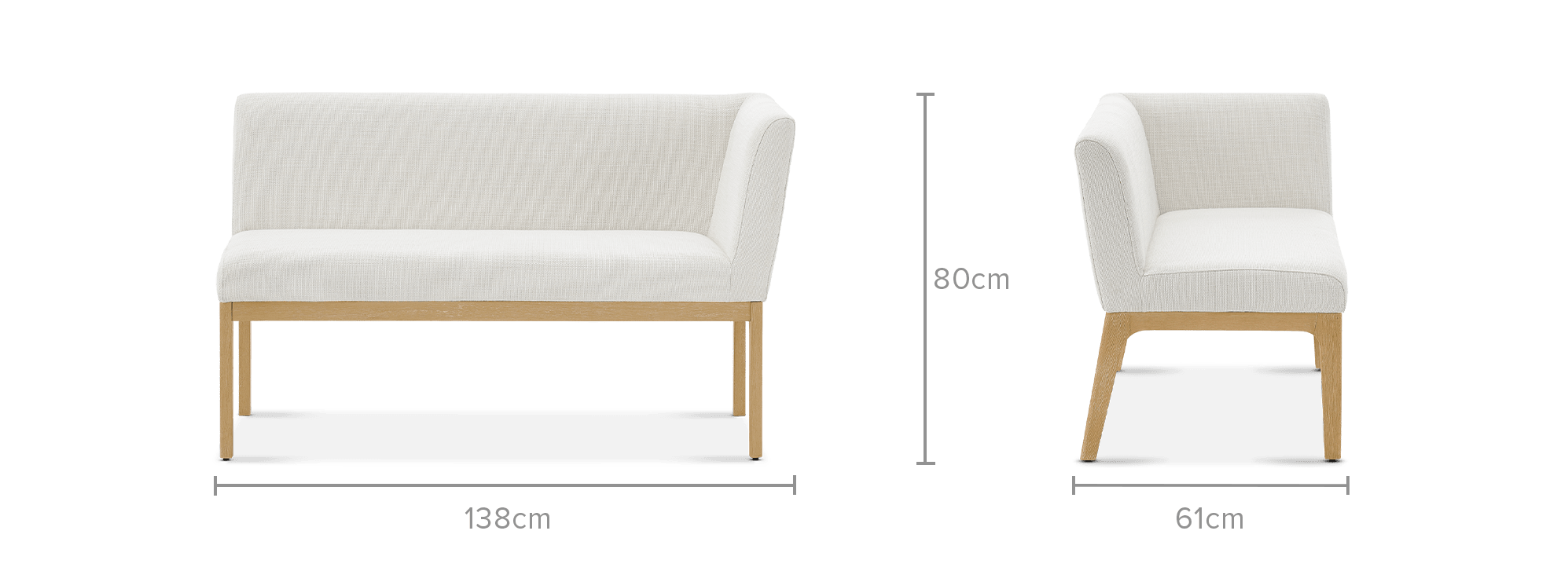 dimension of Elliot Performance Fabric Left Corner Banquette Bench