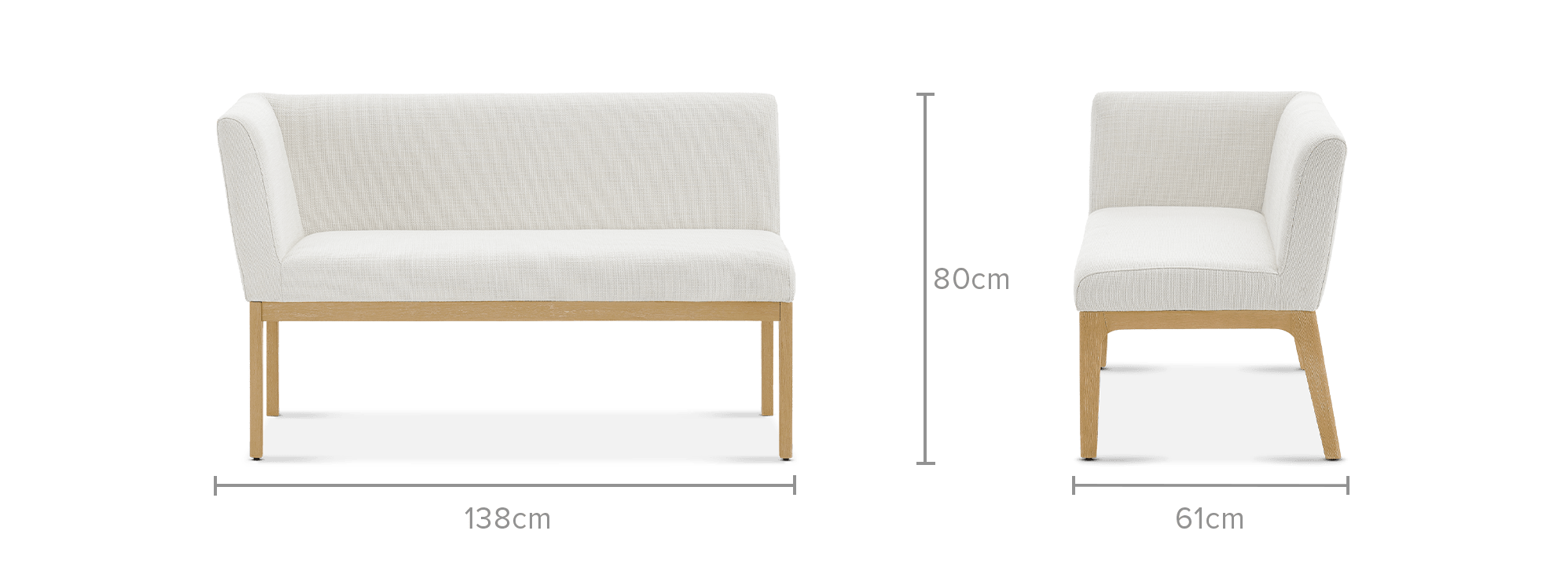 dimension of Elliot Performance Fabric Right Corner Banquette Bench