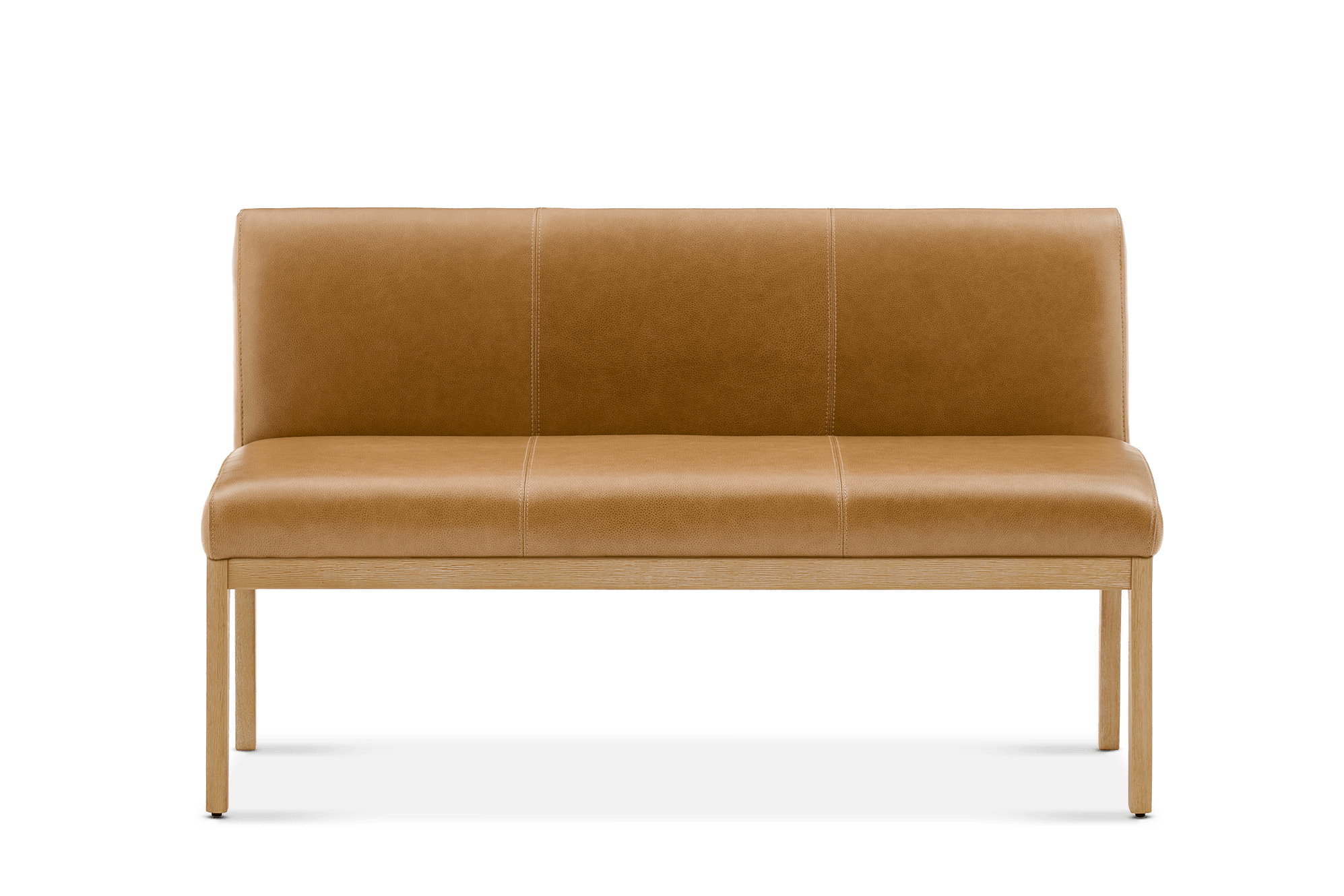 Elliot Leather Banquette Bench, (Lugano) Caramel (Fawn Leg)
