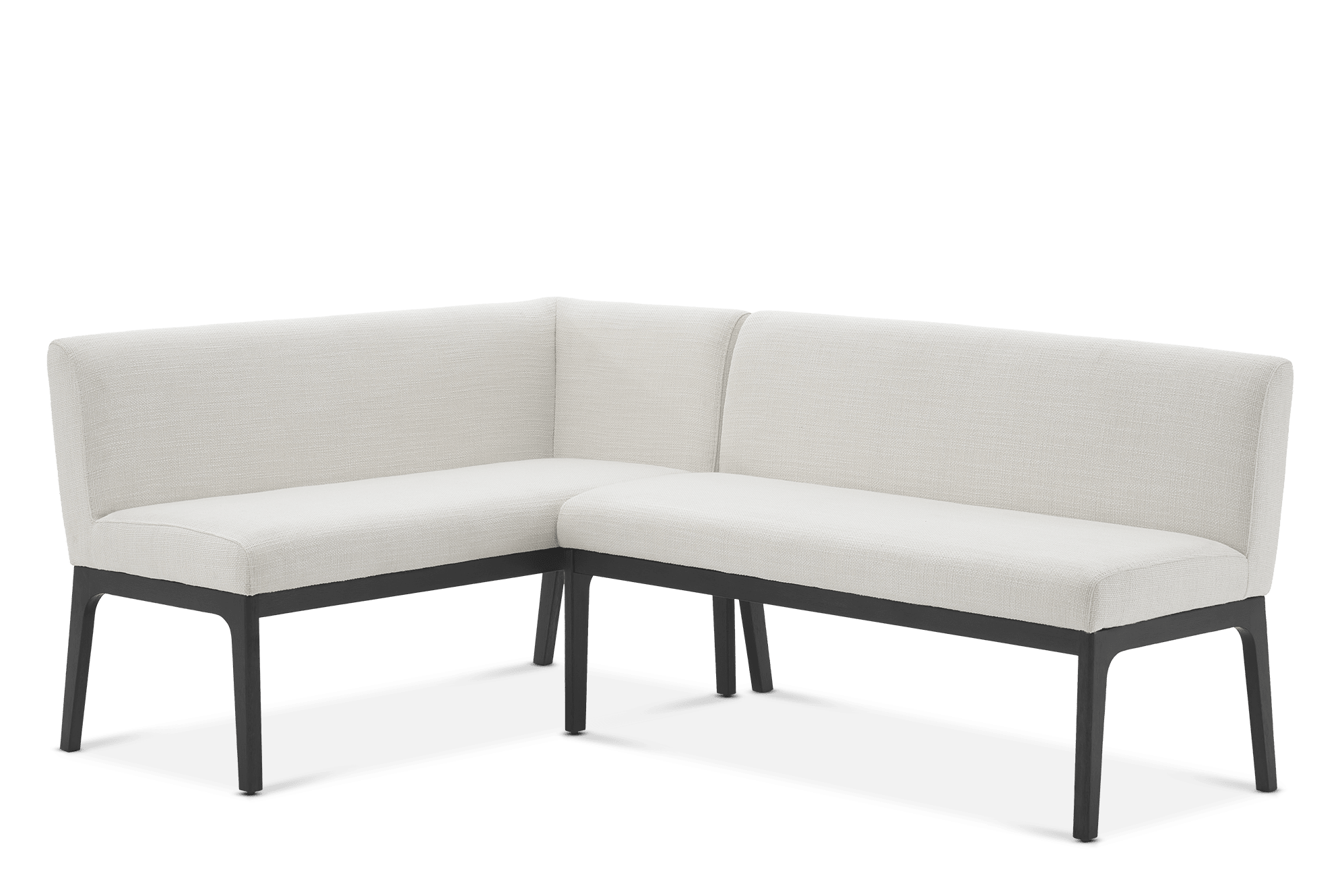 Elliot L-Shape Banquette Left Facing, (Performance Marcel) Brilliant White (Espresso Leg)