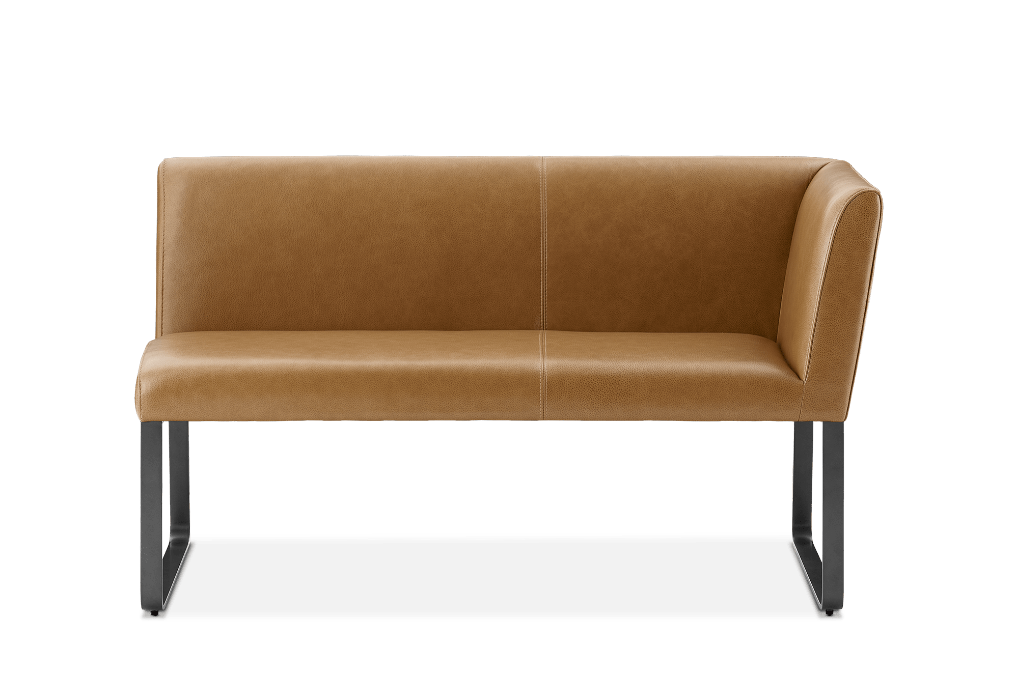 Elliot Leather Right Banquette Bench, (Lugano) Caramel (Slate Metal Leg)